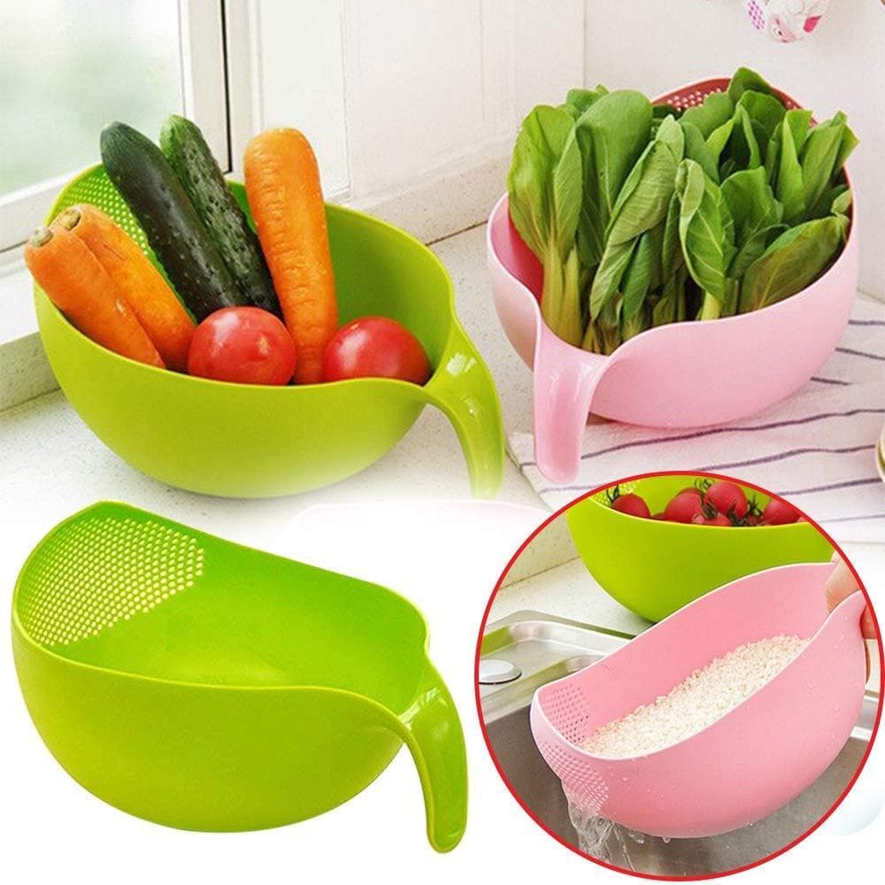 Plastic Rice Bowl / Food Strainer Thick Drain Basket With Handle For Rice ID-2068 thumbnail 1