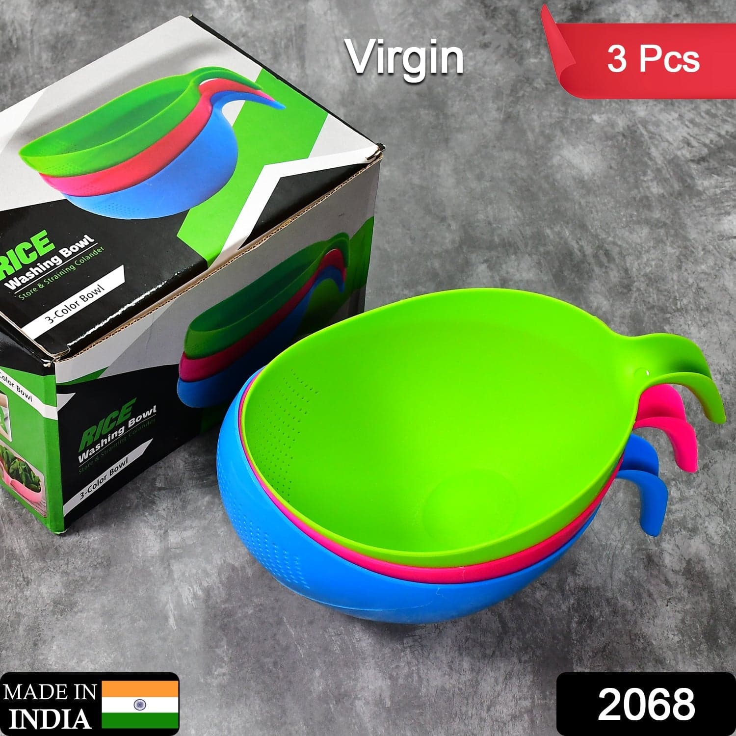 Plastic Rice Bowl / Food Strainer Thick Drain Basket With Handle For Rice ID-2068 thumbnail 2