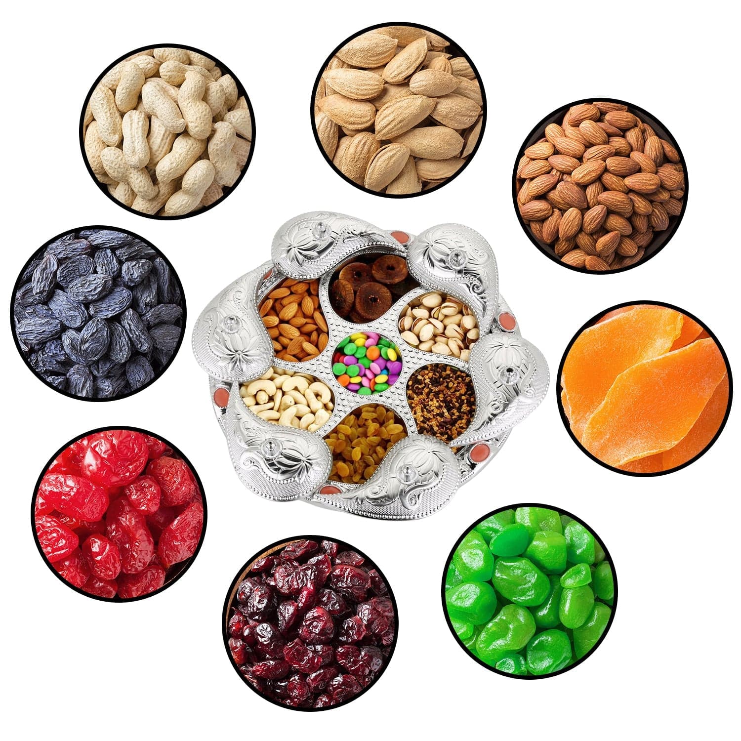 Multipurpose 7 Compartment Dry Fruit Serving Rotating Tray  thumbnail 3
