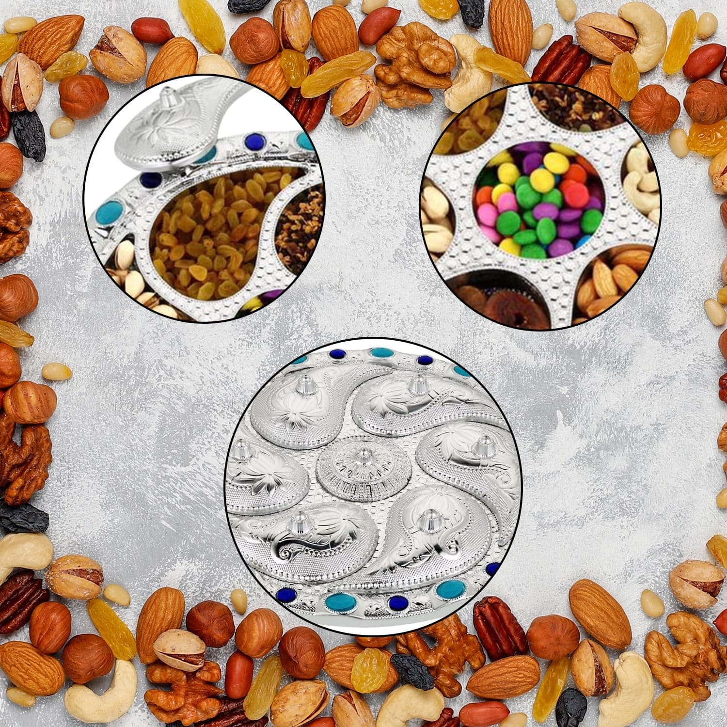 Multipurpose 7 Compartment Dry Fruit Serving Rotating Tray  thumbnail 7