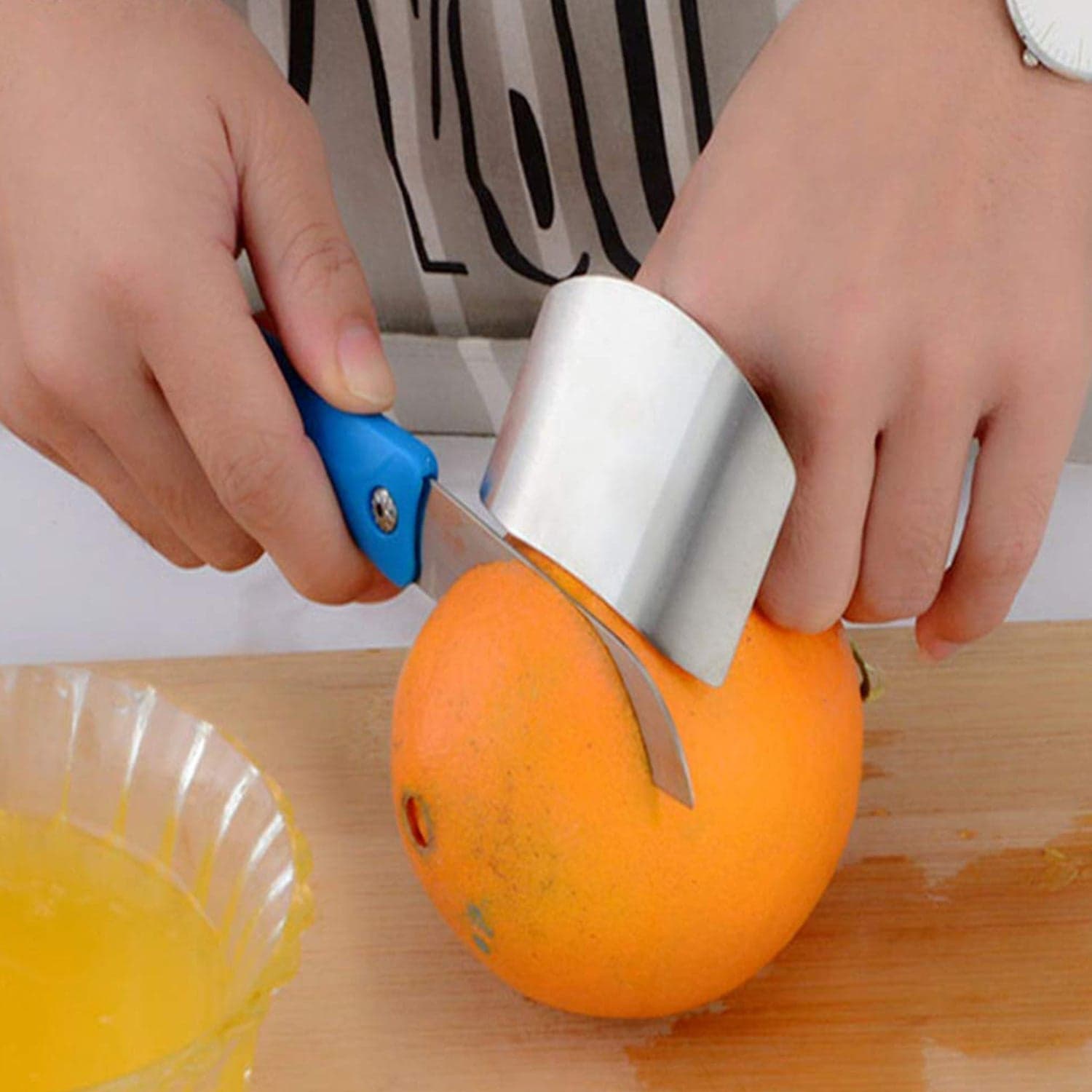 Stainless Steel Two Finger Grip Cutting Protector Hand Guard thumbnail 1