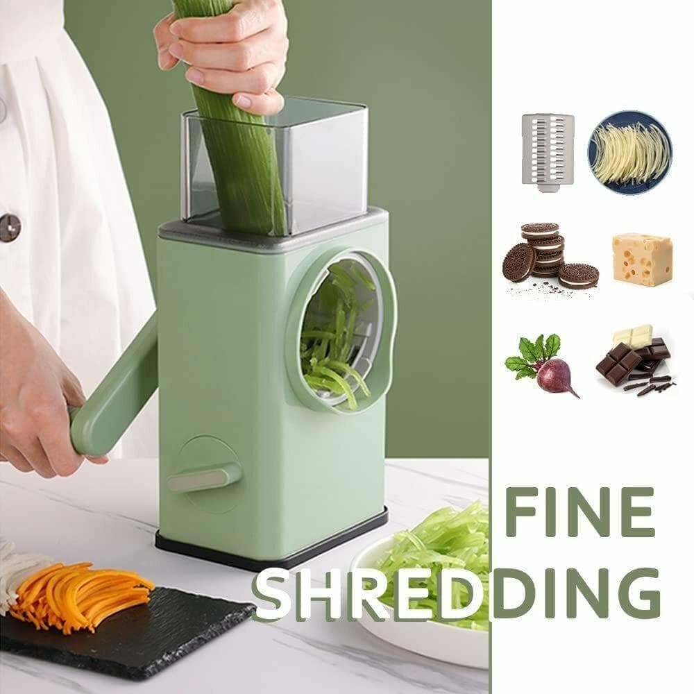 Vegetable Shredder Round Mandolin Slicer, Grater, Shredder Salad Maker - Large Feed Port - Suction Base - Cutter For Vegetable, Fruit, Cookie. thumbnail 1
