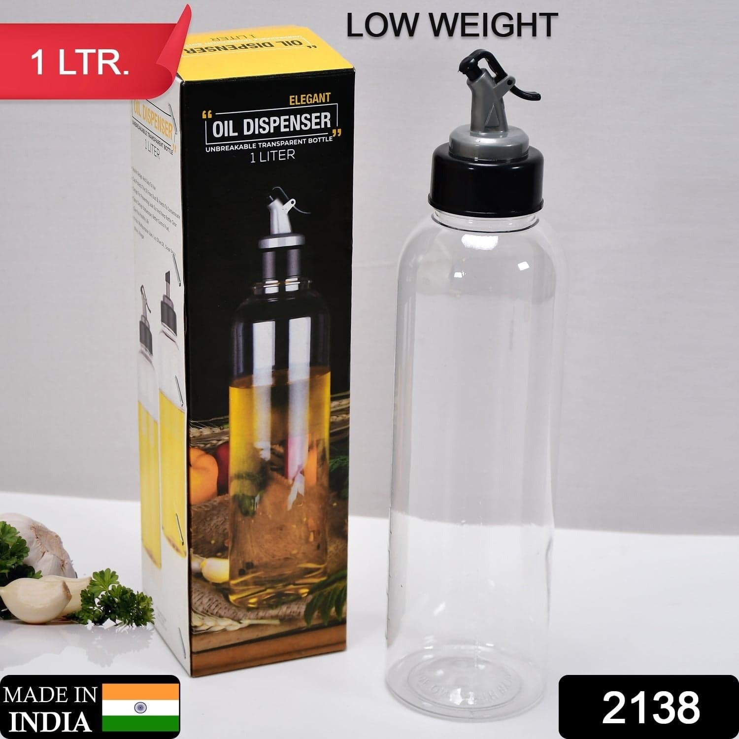1L Oil Dispenser with Lid & Drip-Free Spout (Plastic) thumbnail 2