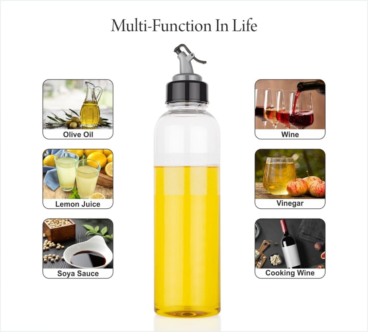 1L Oil Dispenser with Lid & Drip-Free Spout (Plastic) thumbnail 4