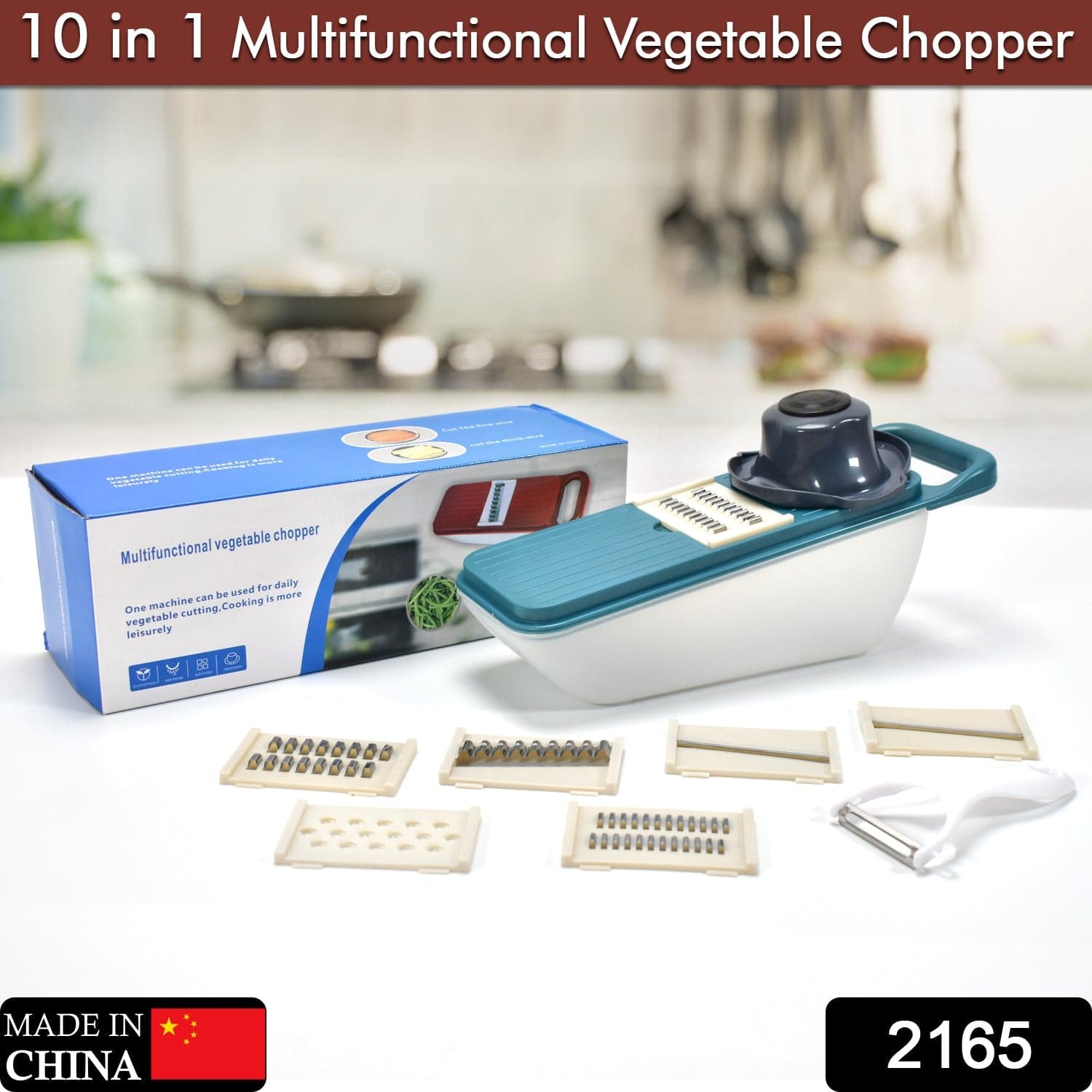 Multifunctional Vegetable Slicer Cutter Onion and Potato Slicer cutter with 6blades and 1 peeler thumbnail 2