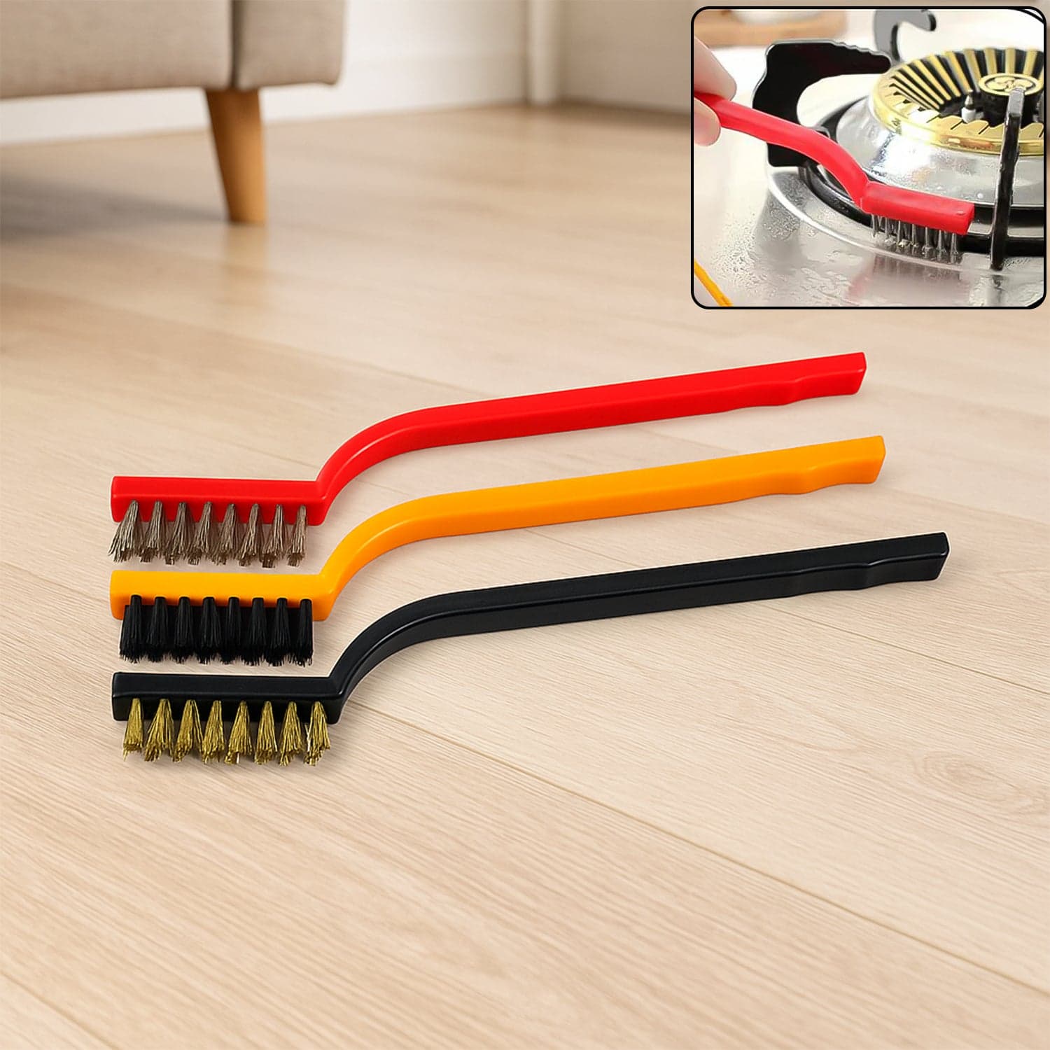 3-Piece Mini Wire Brush Set: Tackle Tough Cleaning Jobs (Multi-Material) thumbnail 1