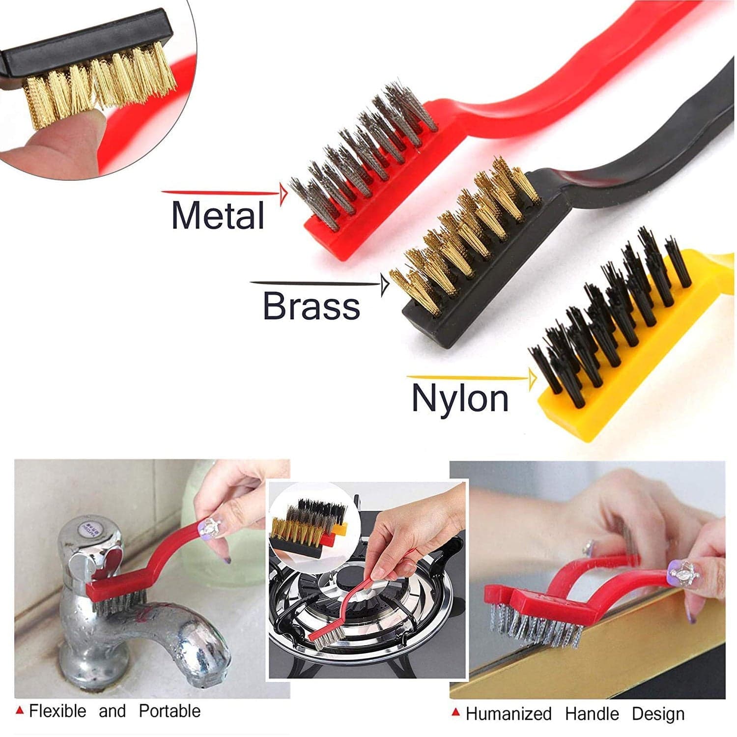 3-Piece Mini Wire Brush Set: Tackle Tough Cleaning Jobs (Multi-Material) thumbnail 9