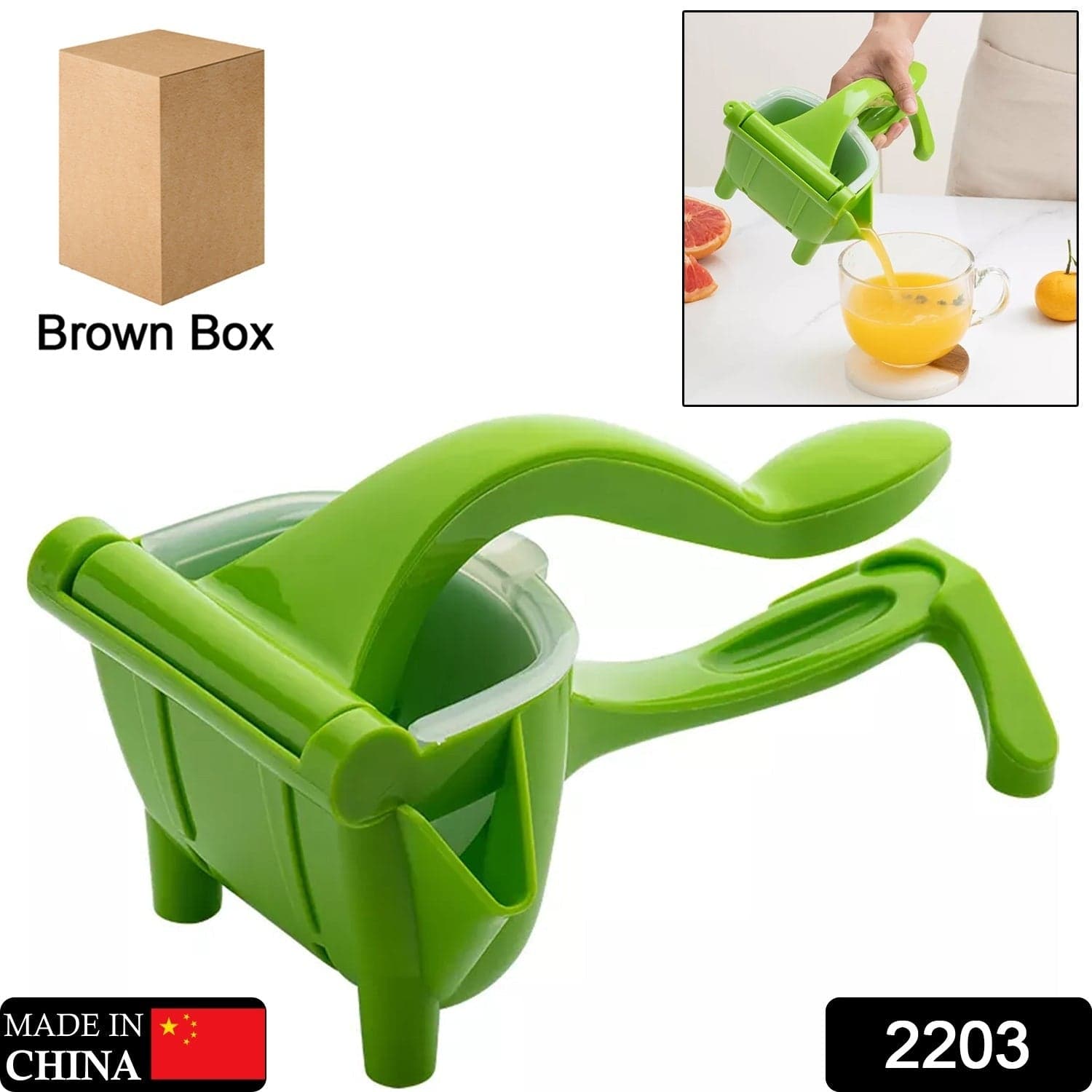 Manual Plastic Fruit Juicer, Hand Press Lemon Squeezer Hand Juicer Citrus Press Juicer Fruit Extractor Tool For Orange, Limes, Lemon ( Brown Box ) thumbnail 2