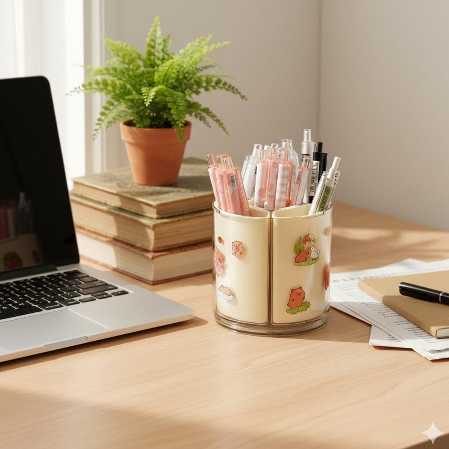 Rotating Desk Organizer the 5 Compartments with 360¡ Spin for Office & Home thumbnail 4