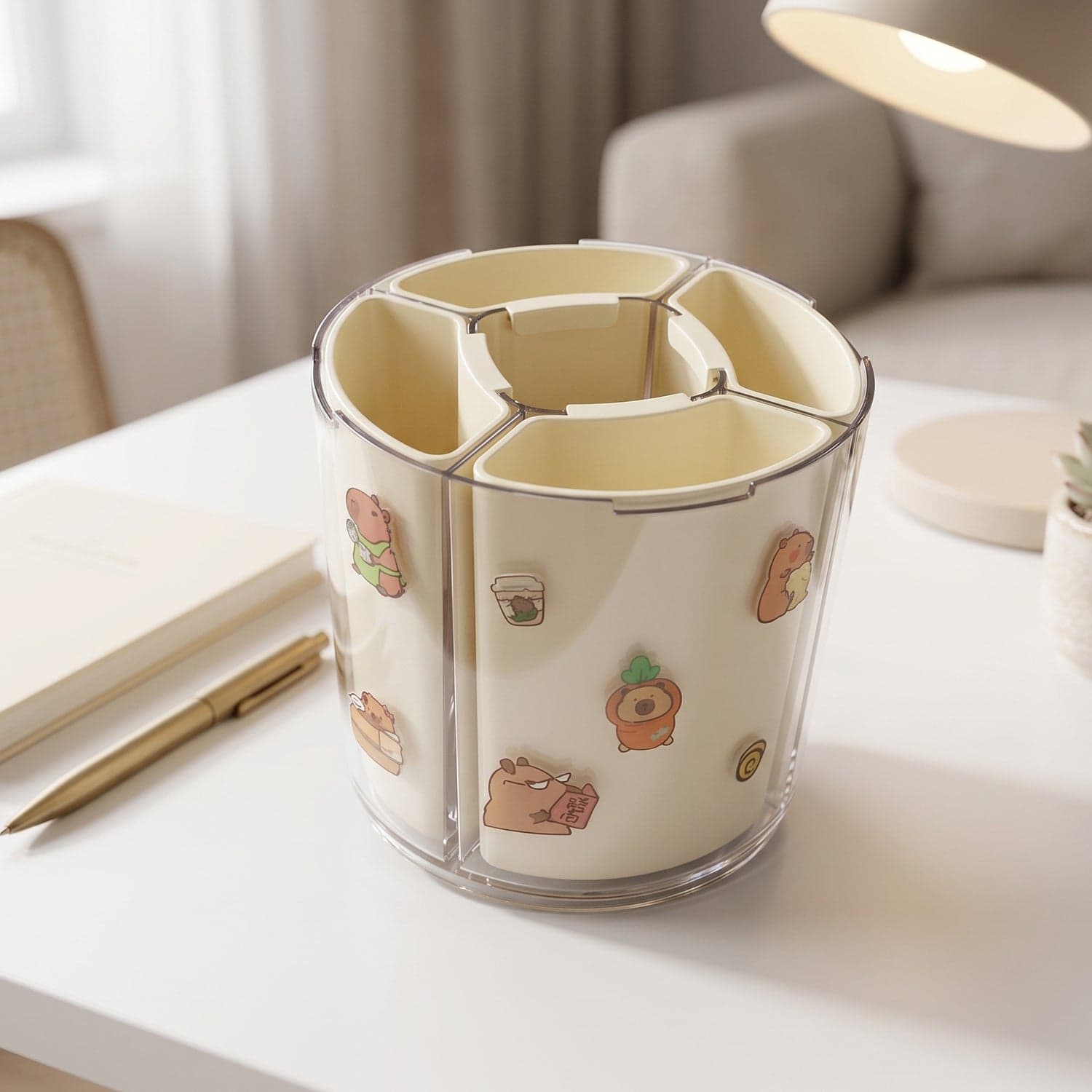 Rotating Desk Organizer the 5 Compartments with 360¡ Spin for Office & Home thumbnail 8