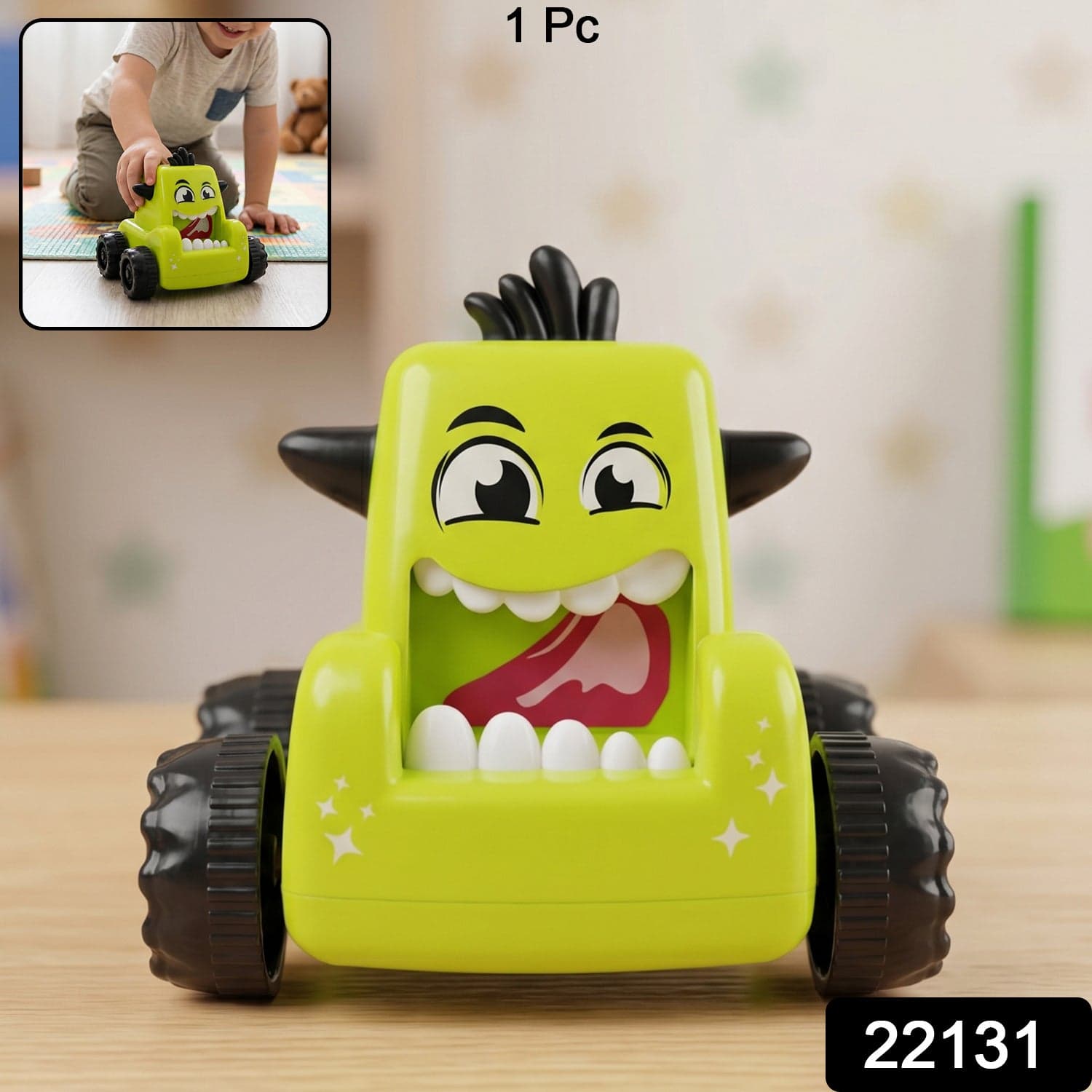 Cartoon Monster Push Back Car Toy for Kids - Eco-Friendly & Durable thumbnail 2