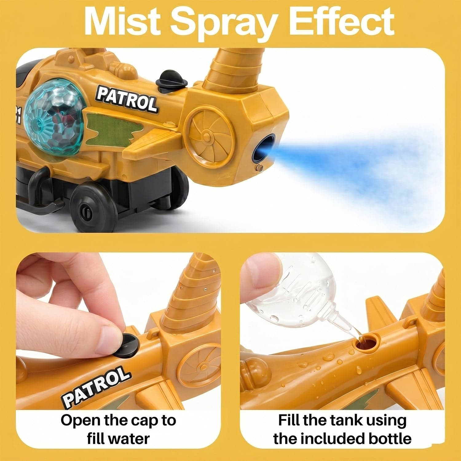 Military Spray Helicopter Toy the Lights, Music & Mist for Kids thumbnail 4