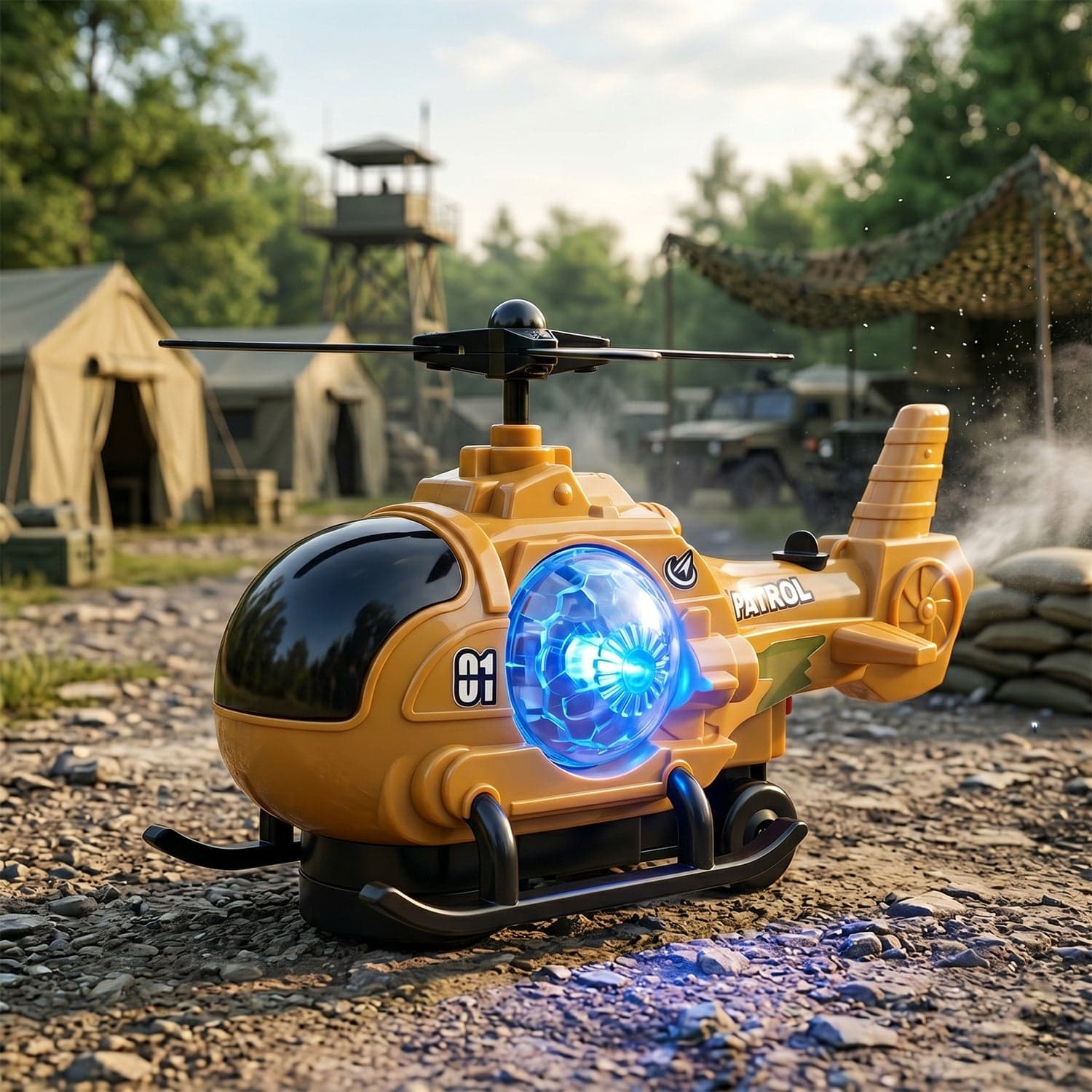 Military Spray Helicopter Toy the Lights, Music & Mist for Kids thumbnail 8