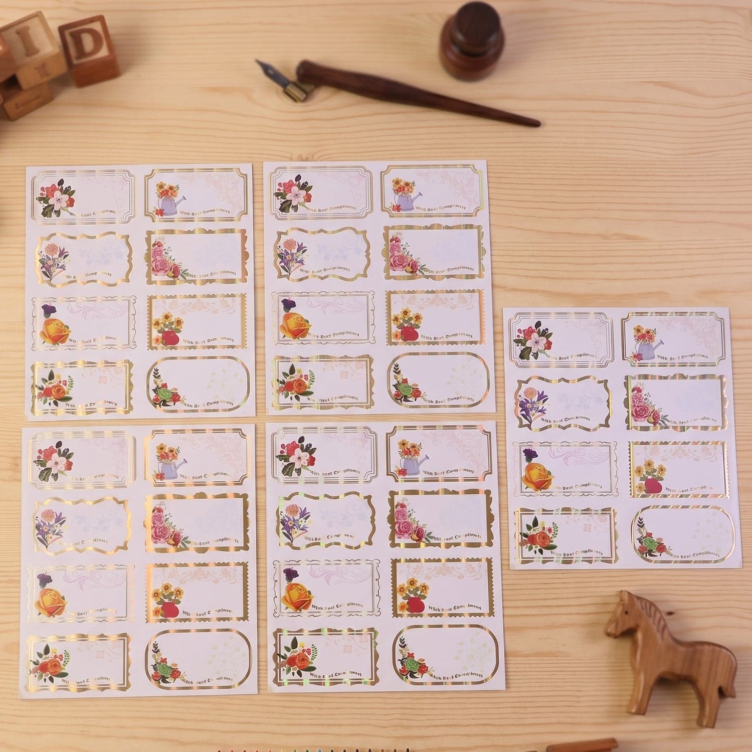 Gift Tag Stickers the Elegant Floral Gold Foil Labels for Gifting