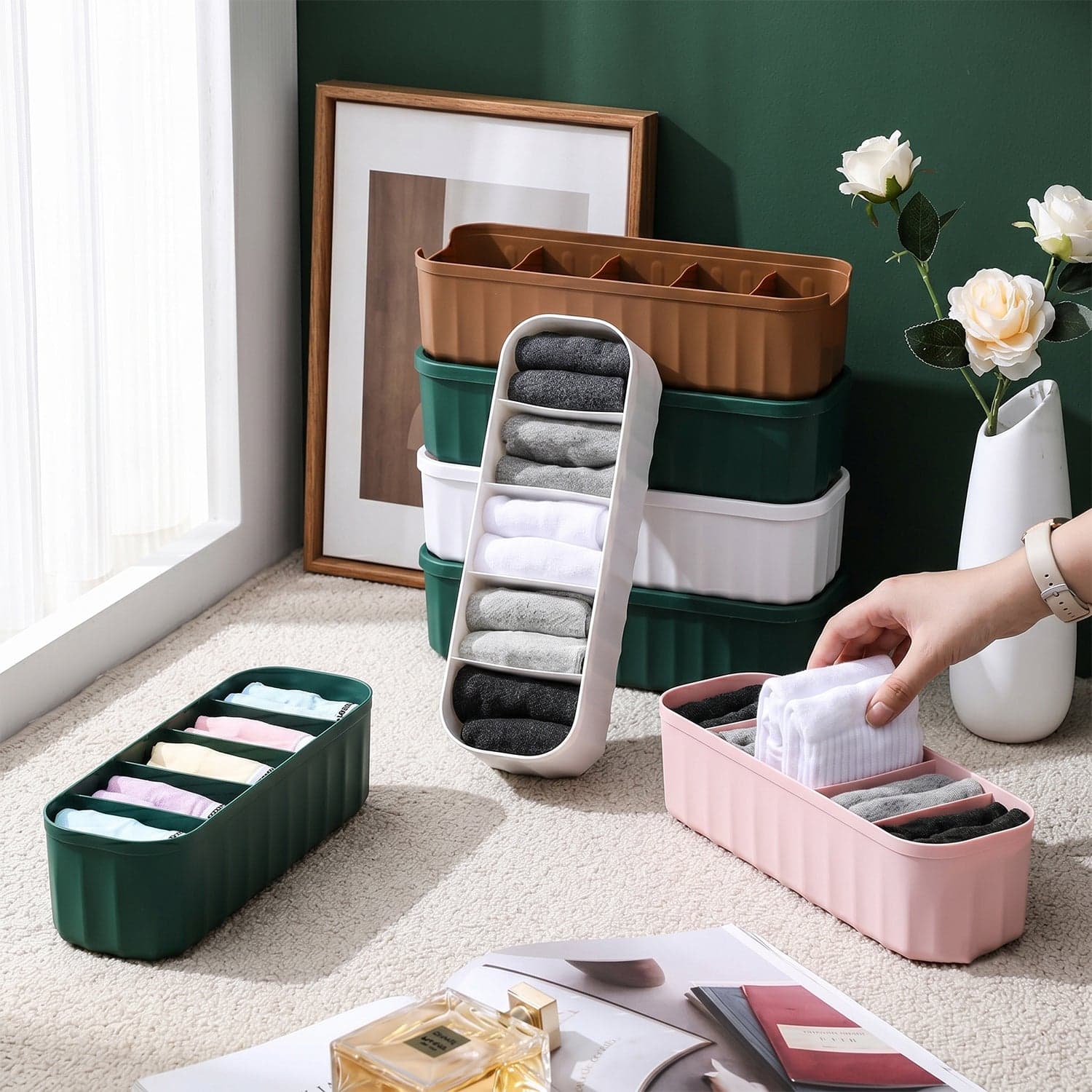 Plastic Drawer Organizer Tray the Keeps Socks & Underwear Neat thumbnail 3