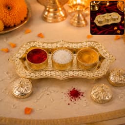 Kankavati the Elegant 3-Compartment Puja Holder for Sacred Rituals