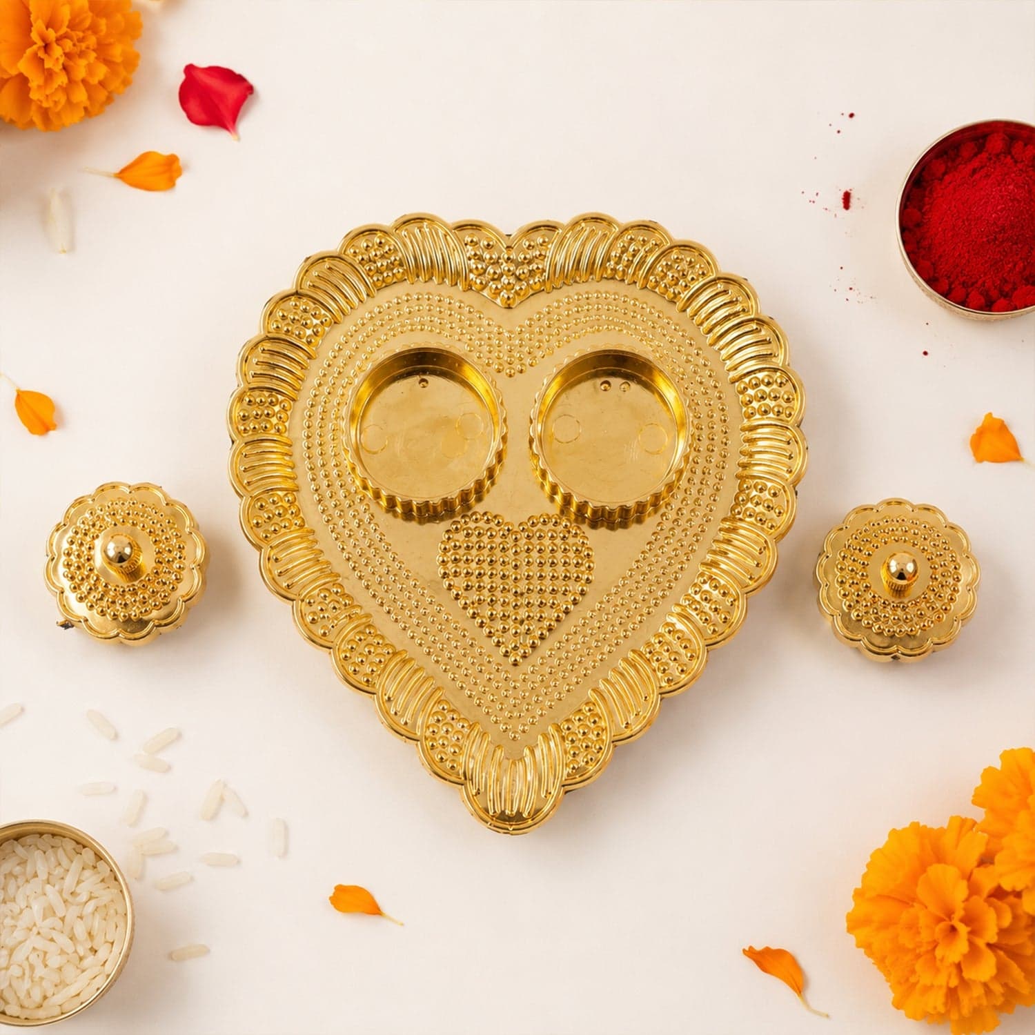 Heart Shaped Kumkum Holder the Elegant Puja Decor for Daily & Festive Rituals thumbnail 3