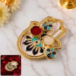 Hand Shaped Kankavati the Elegant Puja Storage with Enamel Work