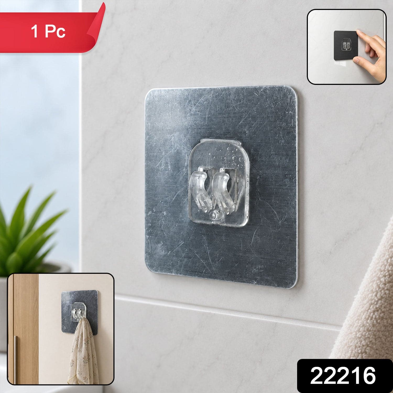 Self-Adhesive Transparent Wall Hook the Damage-Free, Reusable Holder thumbnail 2
