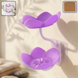 Flower Shape Double Layer Soap Dish the Wall Mount No Drilling