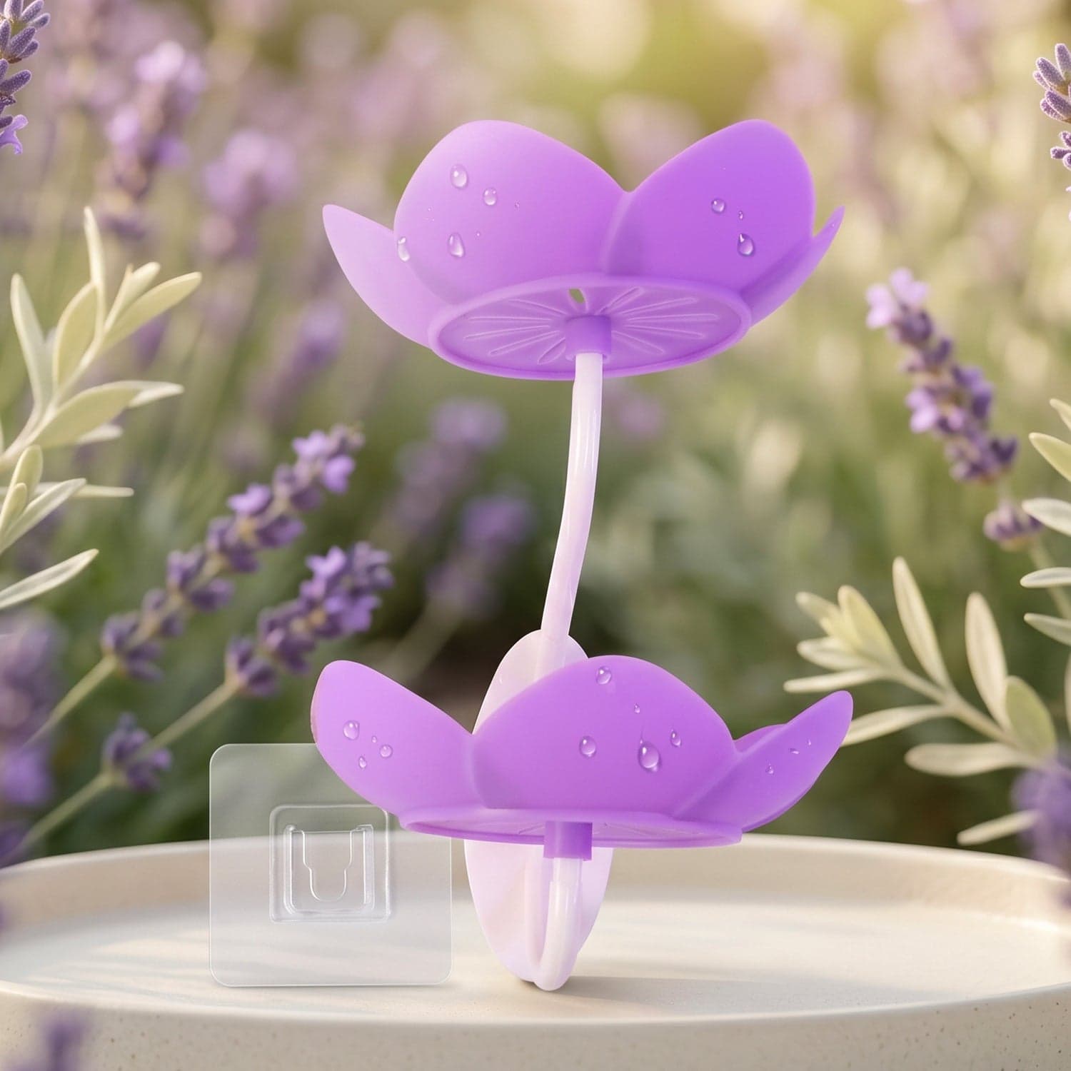 Flower Shape Double Layer Soap Dish the Wall Mount No Drilling thumbnail 3