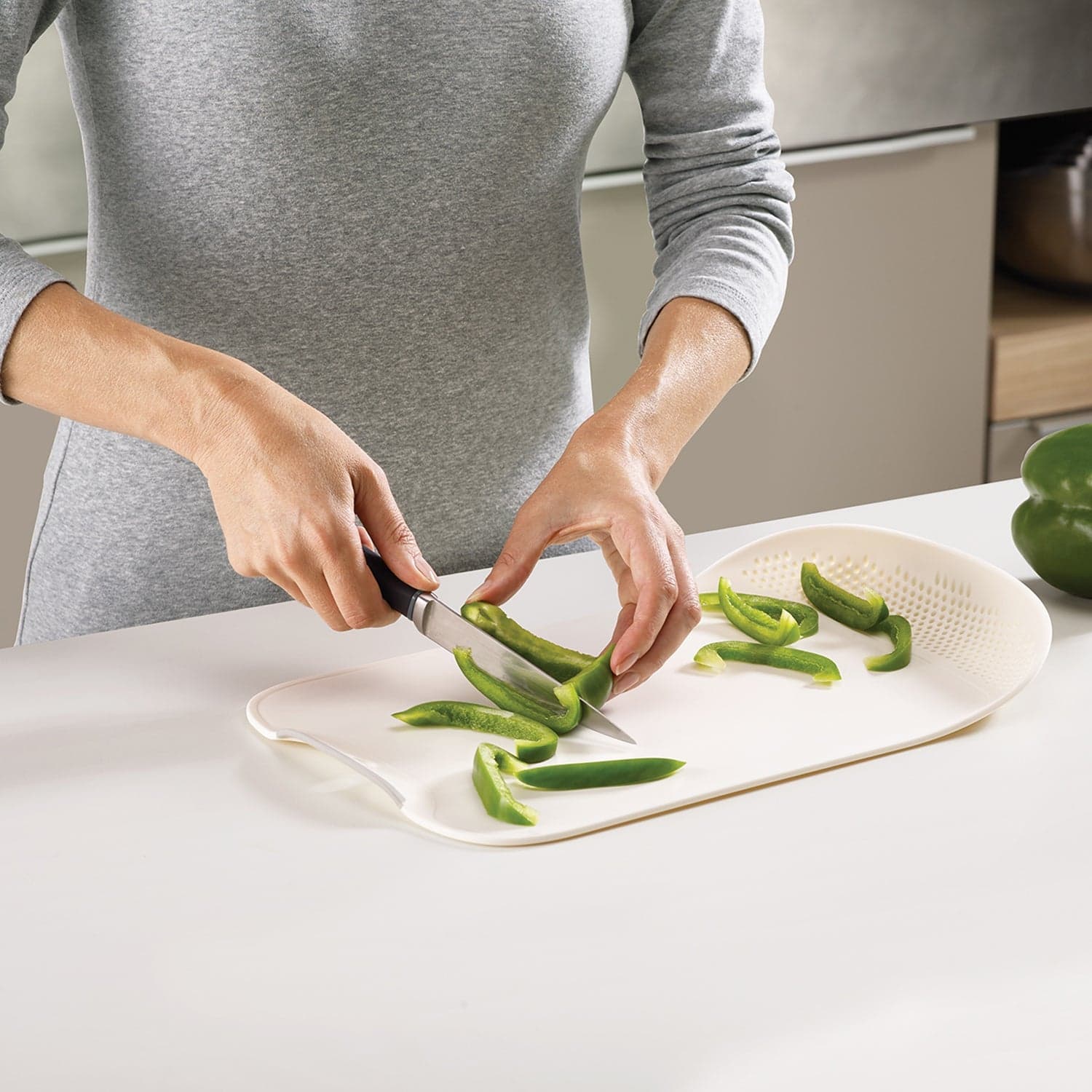 Chop & Drain Vegetables Fruits Chopping Board Sleek Knife thumbnail 1