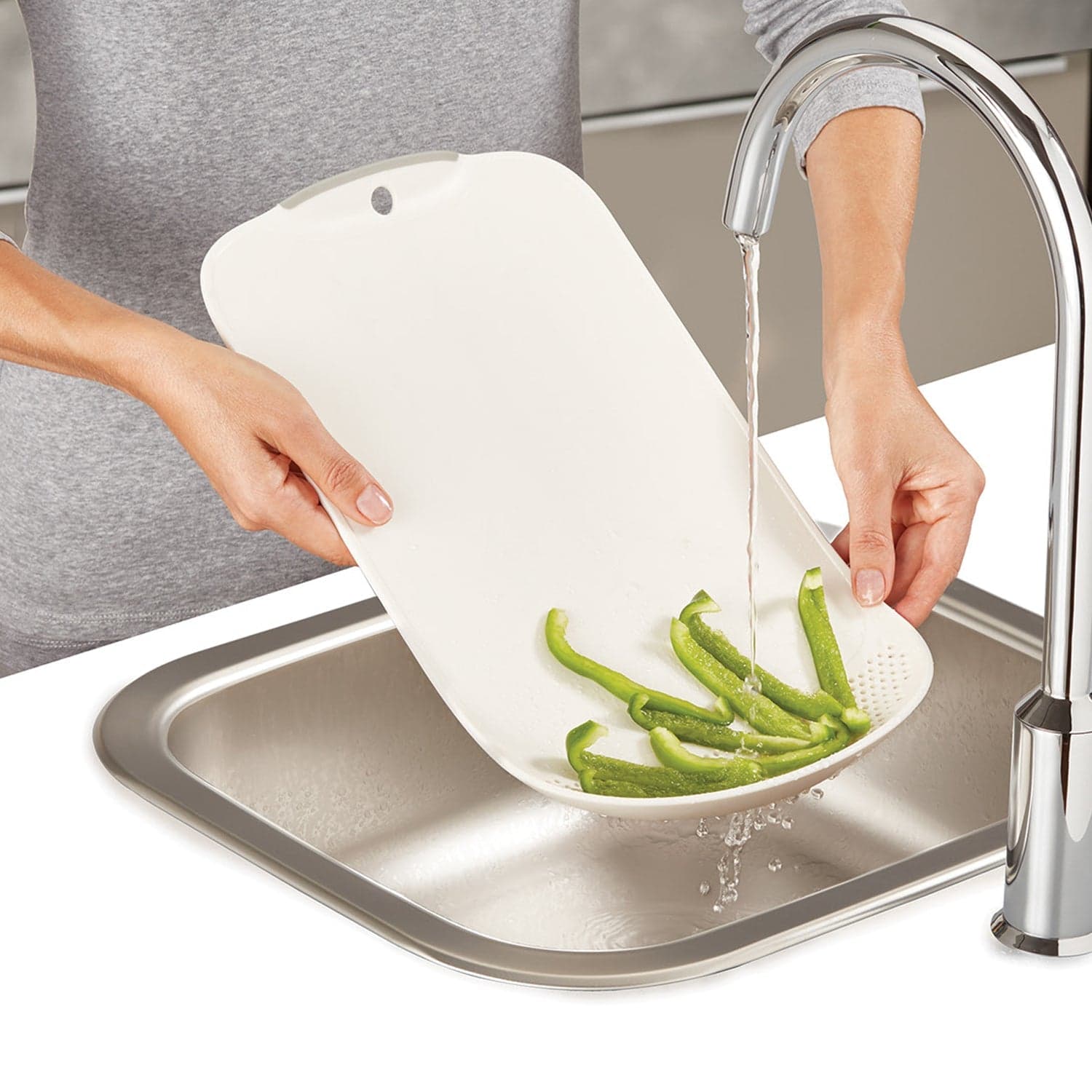 Chop & Drain Vegetables Fruits Chopping Board Sleek Knife thumbnail 3