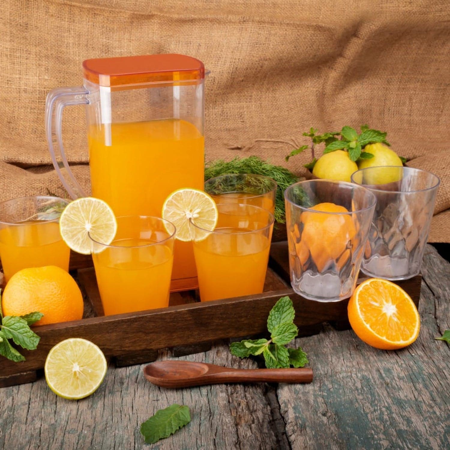 Resistant Glass Jug for Juice, Milk, Cold or Hot Beverages (plastic) thumbnail 1