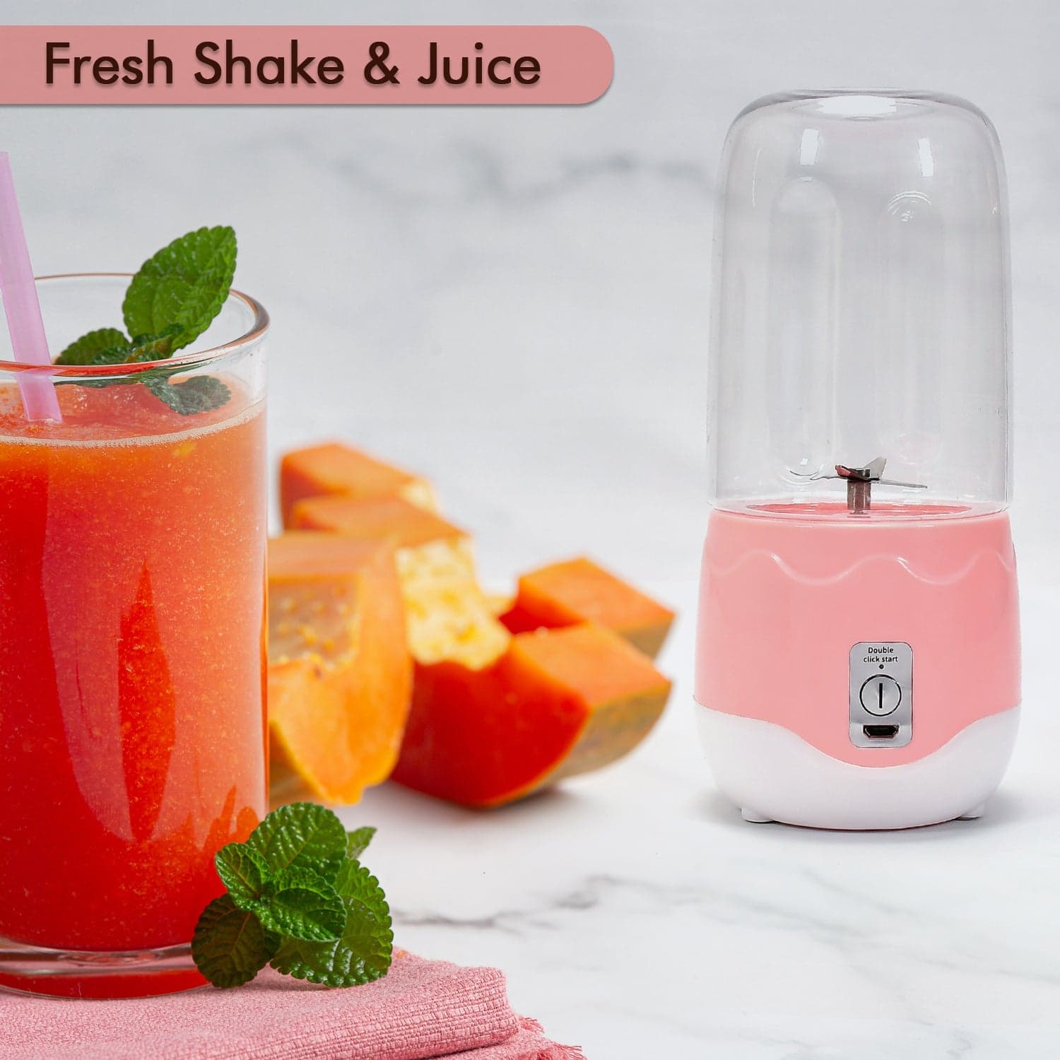 Portable Blender, Personal Blender Juicer Cup, Mini Handheld Blender With 4 Blades, Mixer For Fruit Shakes And Smoothies, Portable Juicer (Multicolor) thumbnail 6