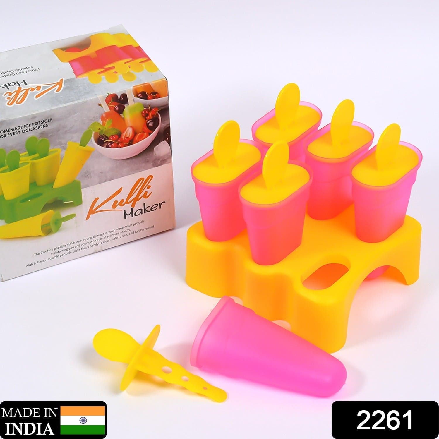 Kulfi Maker Moulds Set Plastic Homemade Kulfi Mould 6pcs Set For Freezer Use thumbnail 2