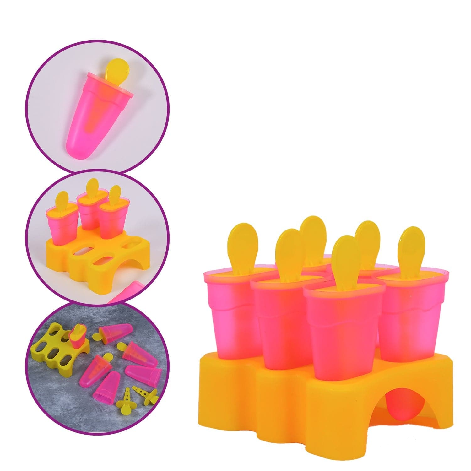 Kulfi Maker Moulds Set Plastic Homemade Kulfi Mould 6pcs Set For Freezer Use thumbnail 3