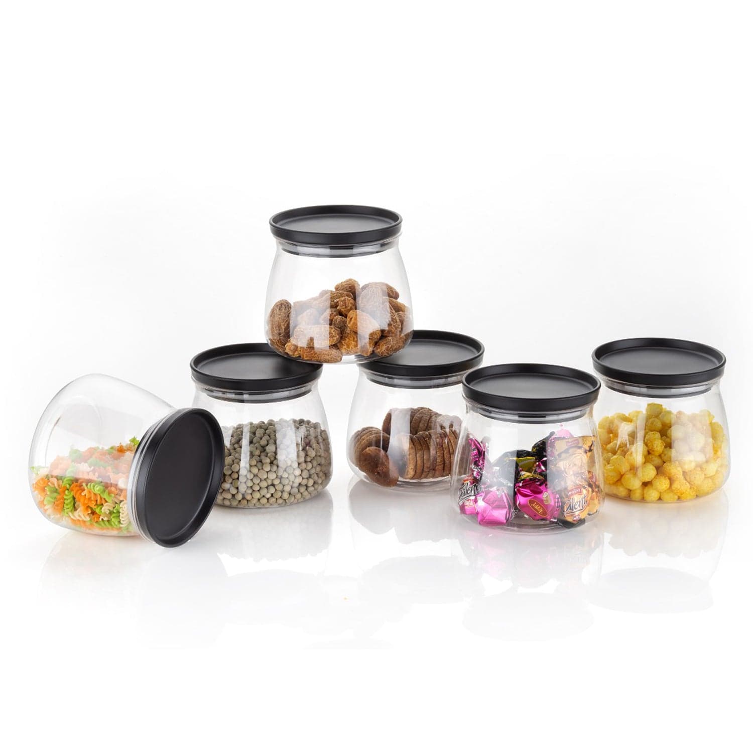 Matka Shaped Jar with Air Tight & Leak Proof Lid (Multicolour) (Set of 6) (900Ml) thumbnail 1