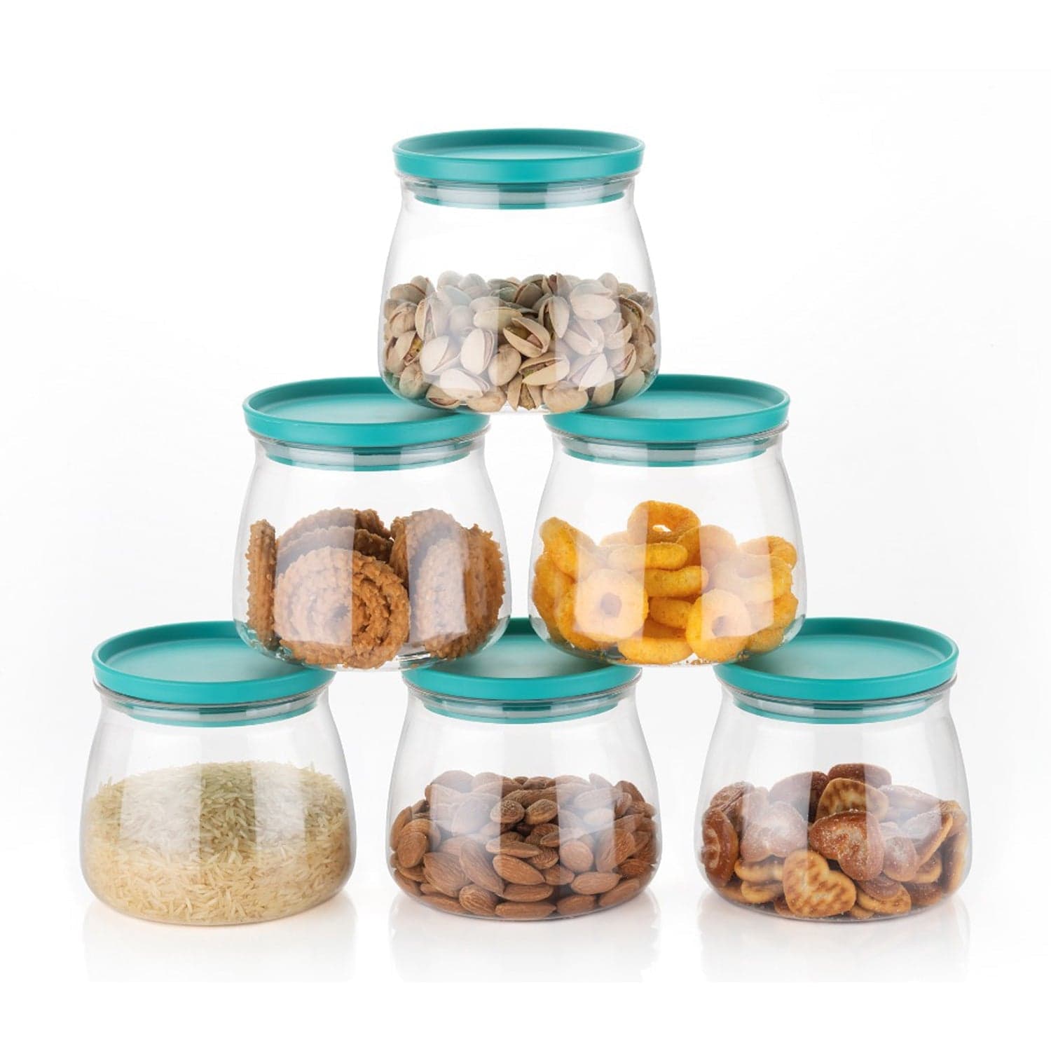 Matka Shaped Jar with Air Tight & Leak Proof Lid (Multicolour) (Set of 6) (900Ml) thumbnail 8