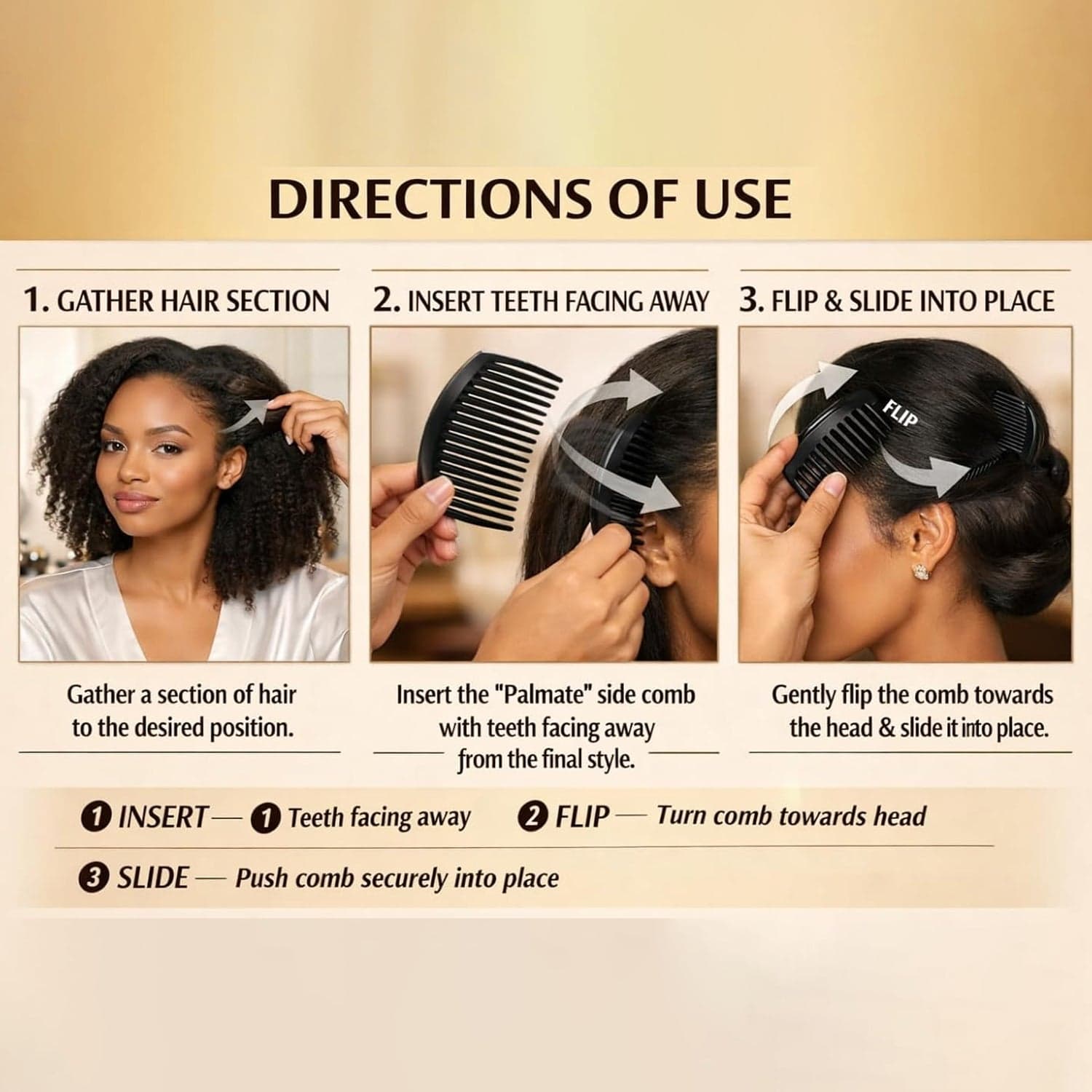 Plastic Hair Styling Side Comb the Firm Grip for Updos & Buns thumbnail 4