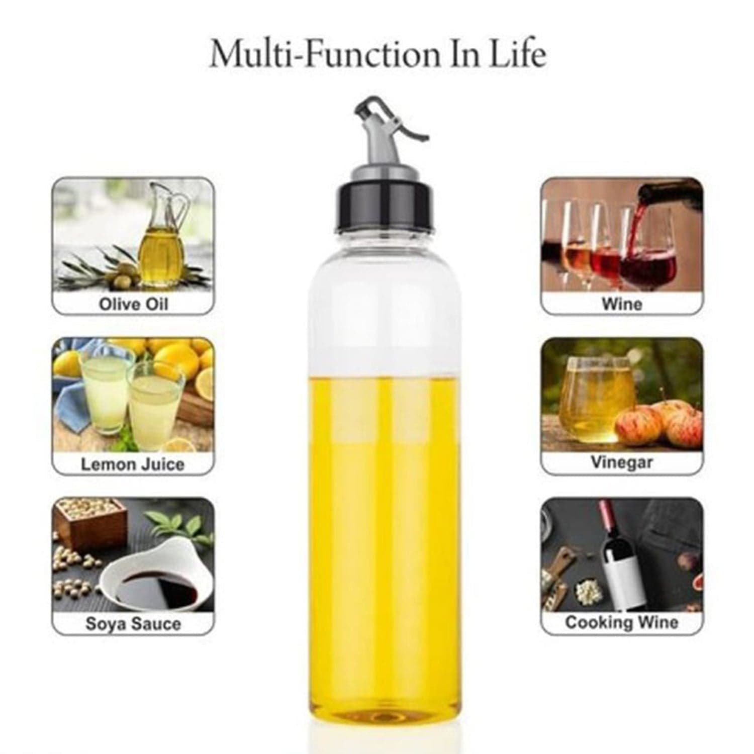 1ltr Plastic Oil Dispenser With Lid - Clear, Drip Free Spout, Controlled Use. thumbnail 3