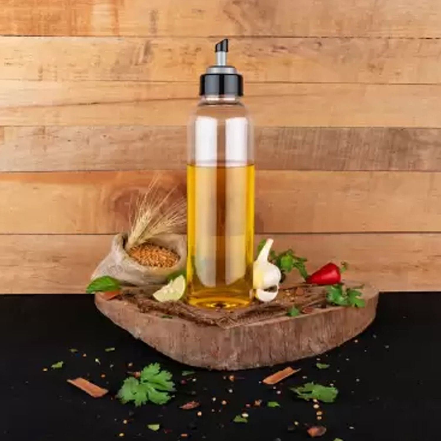 1ltr Plastic Oil Dispenser With Lid - Clear, Drip Free Spout, Controlled Use. thumbnail 4