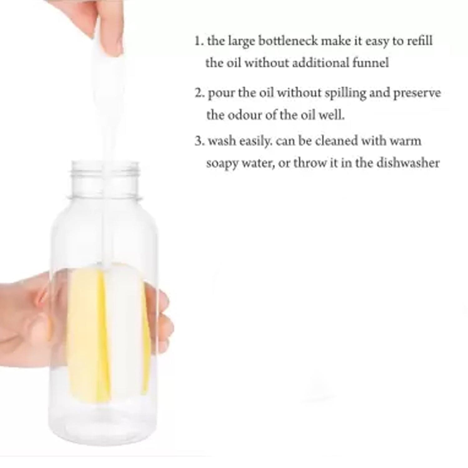 1ltr Plastic Oil Dispenser With Lid - Clear, Drip Free Spout, Controlled Use. thumbnail 6