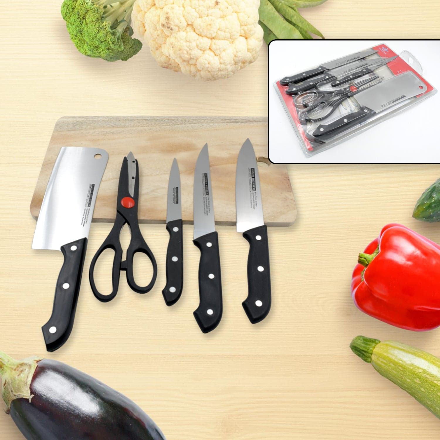 Stainless Steel 6 Piece Kitchen Knife Knives Set For Home Restaurant thumbnail 6