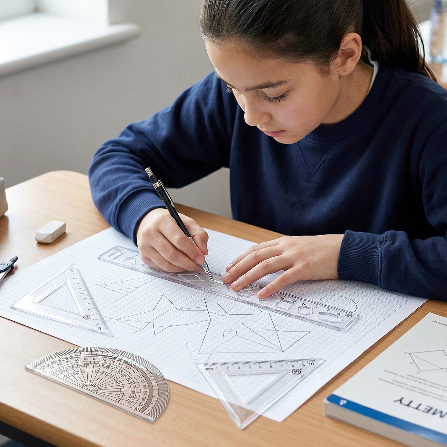 Student Geometry Ruler Set the Accurate 20cm Drawing Tools thumbnail 4