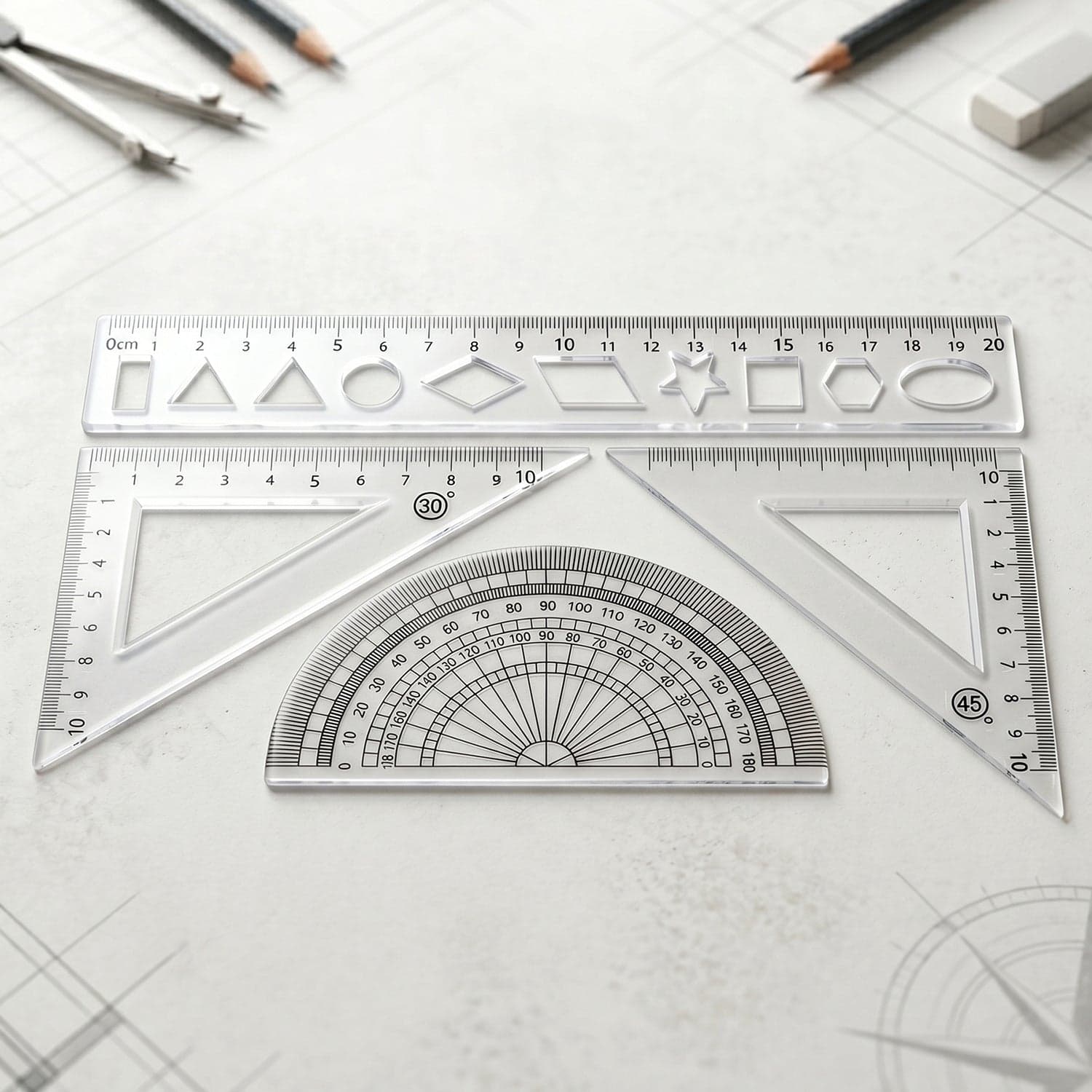 Student Geometry Ruler Set the Accurate 20cm Drawing Tools thumbnail 7