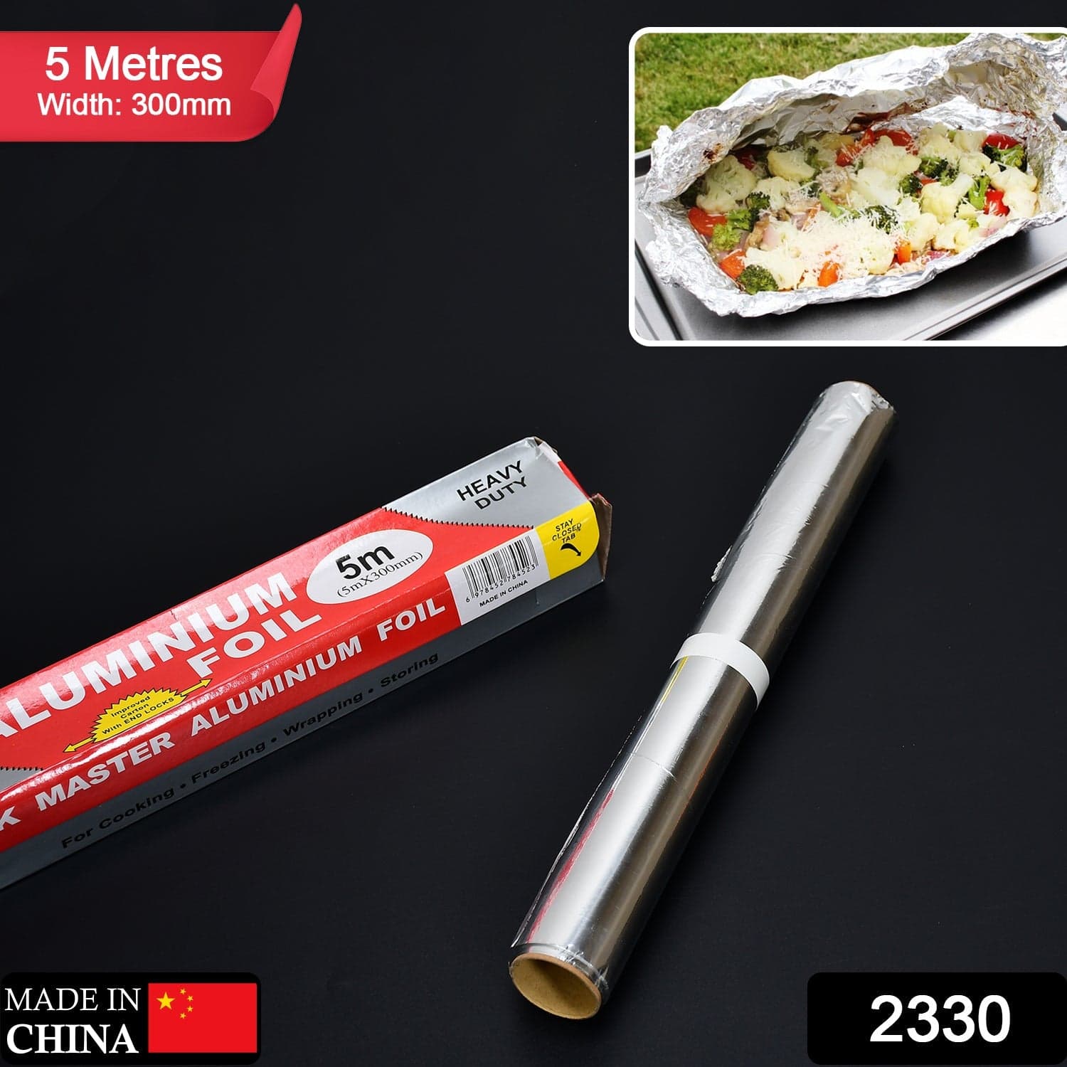 Aluminum Foil Roll Heavy Duty Non Stick Thick Aluminum Foil Sheet Baking Grilling Tool (5mX300mm) thumbnail 2