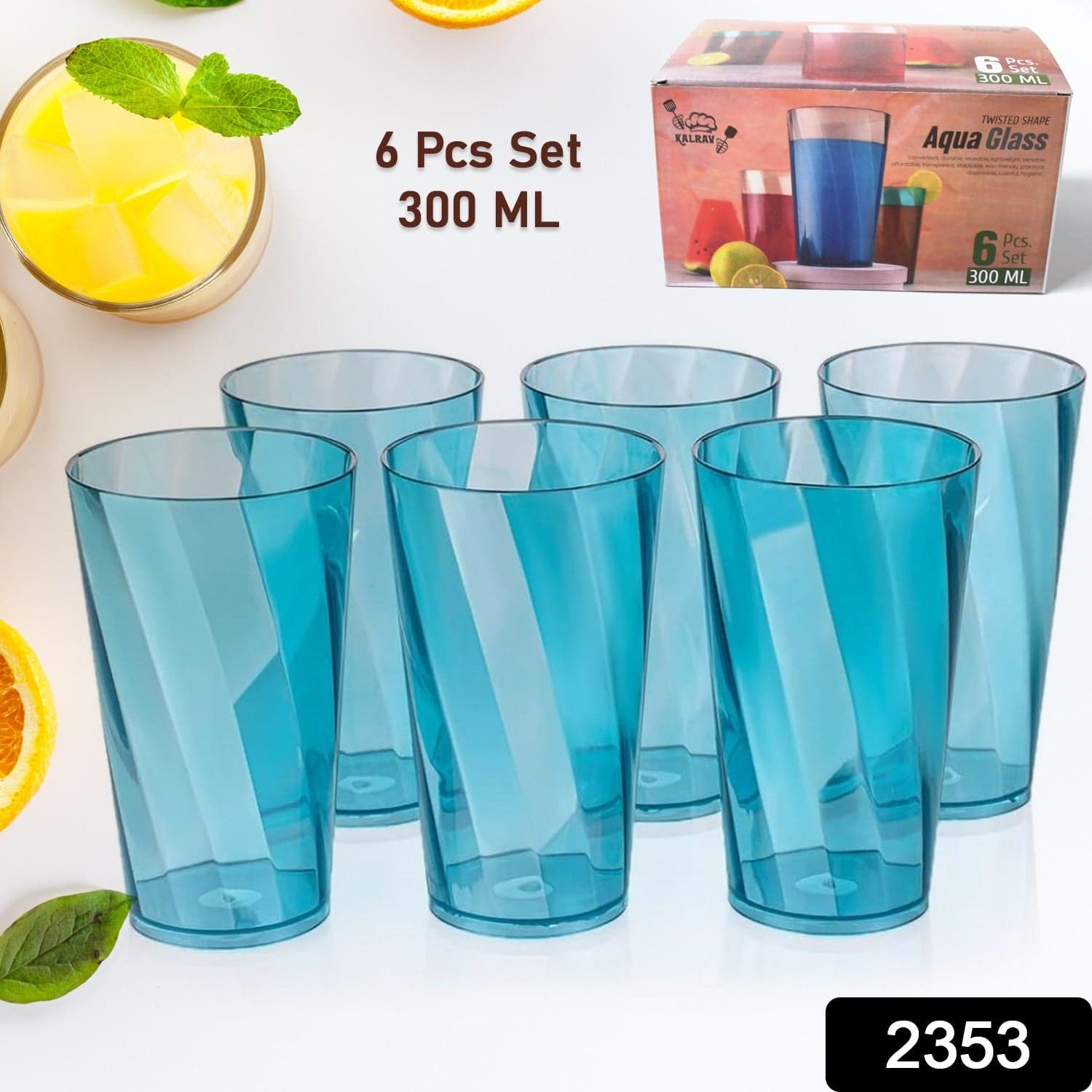 Premium 300ml Transparent Glass Set for Water, Juice & Cocktails (Set of 6) thumbnail 2