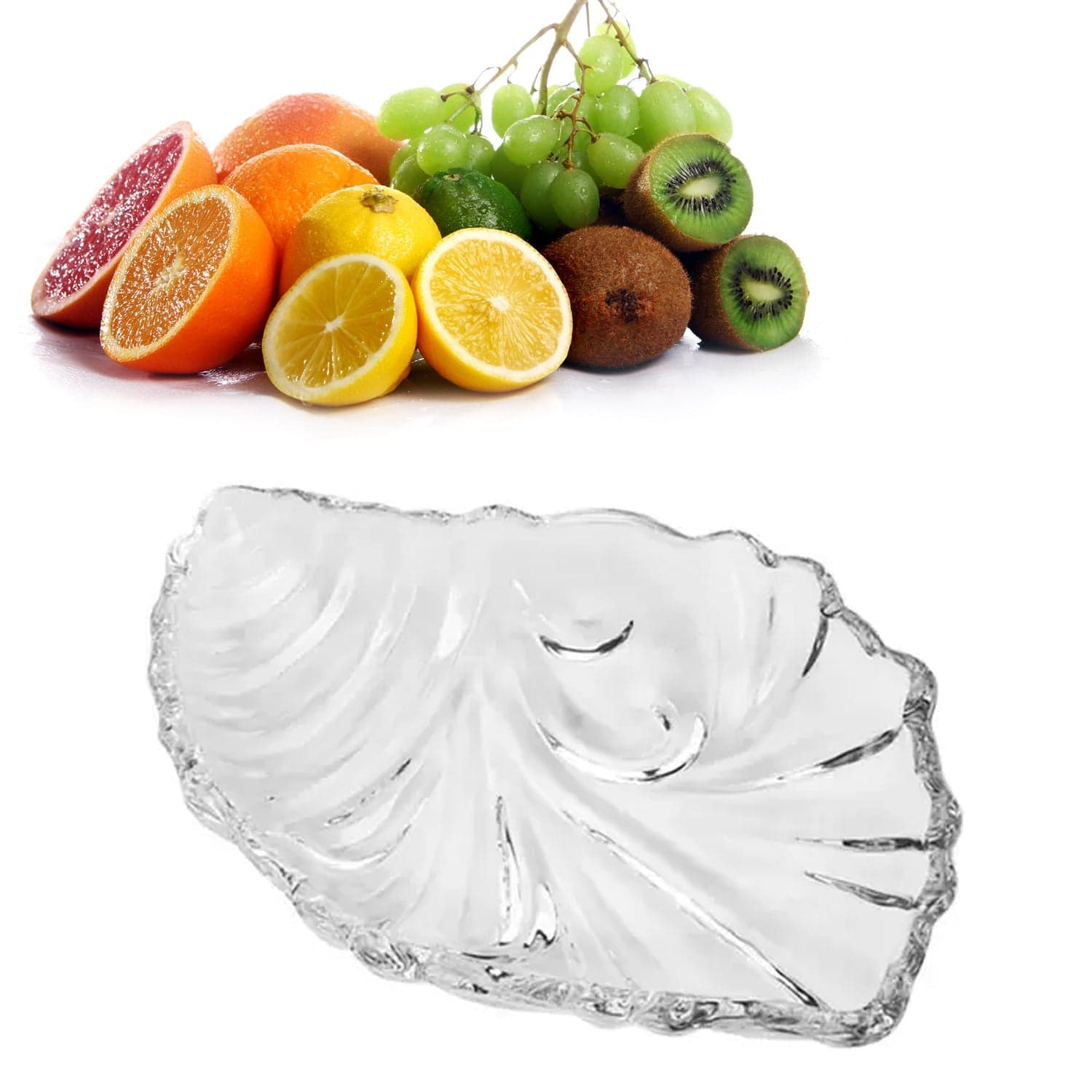 Leaf shaped Glass Serve tray of snacks, Mukhwaas, and ice cream. thumbnail 3