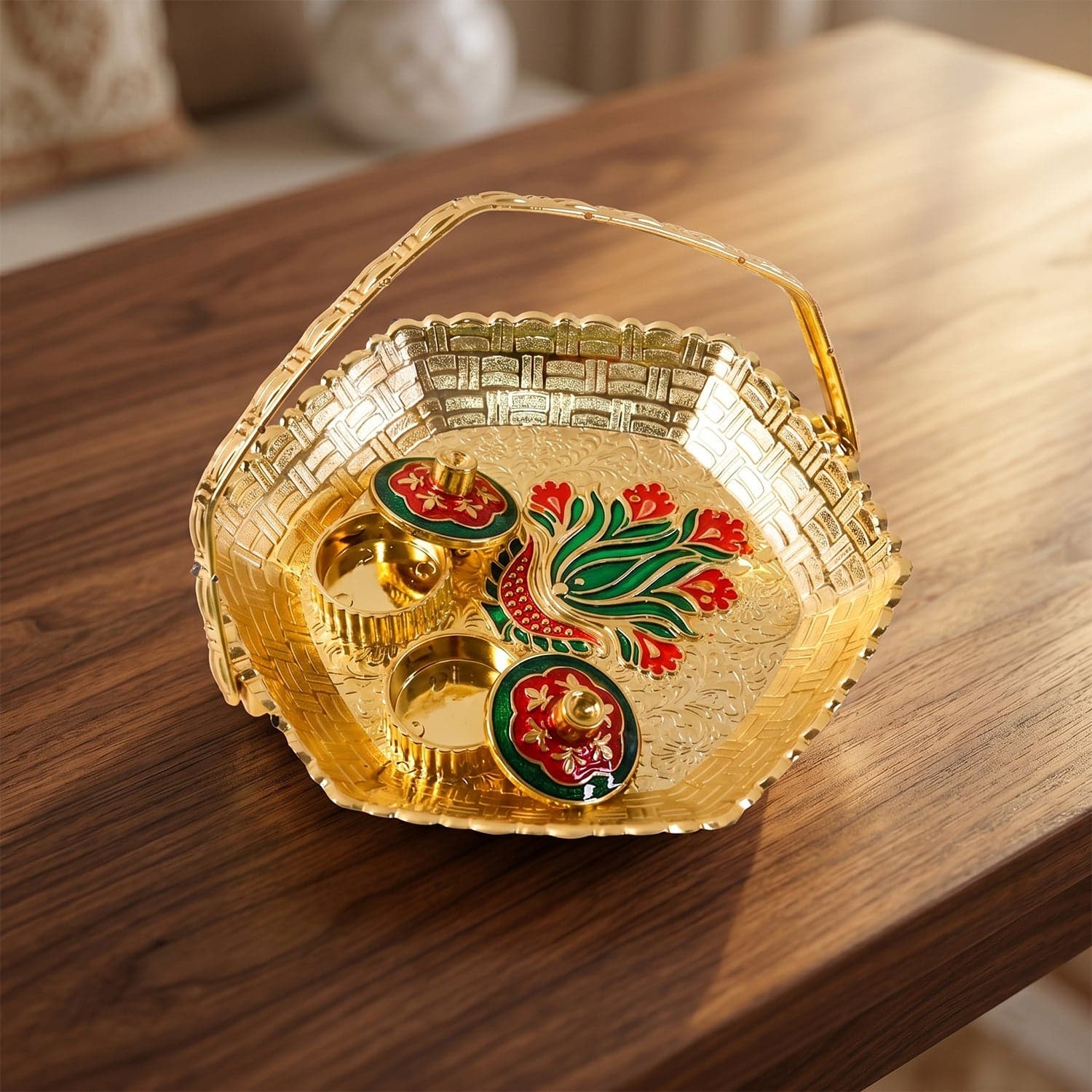 Golden Kumkum Kankavati Basket the Elegant Ritual Organizer thumbnail 8
