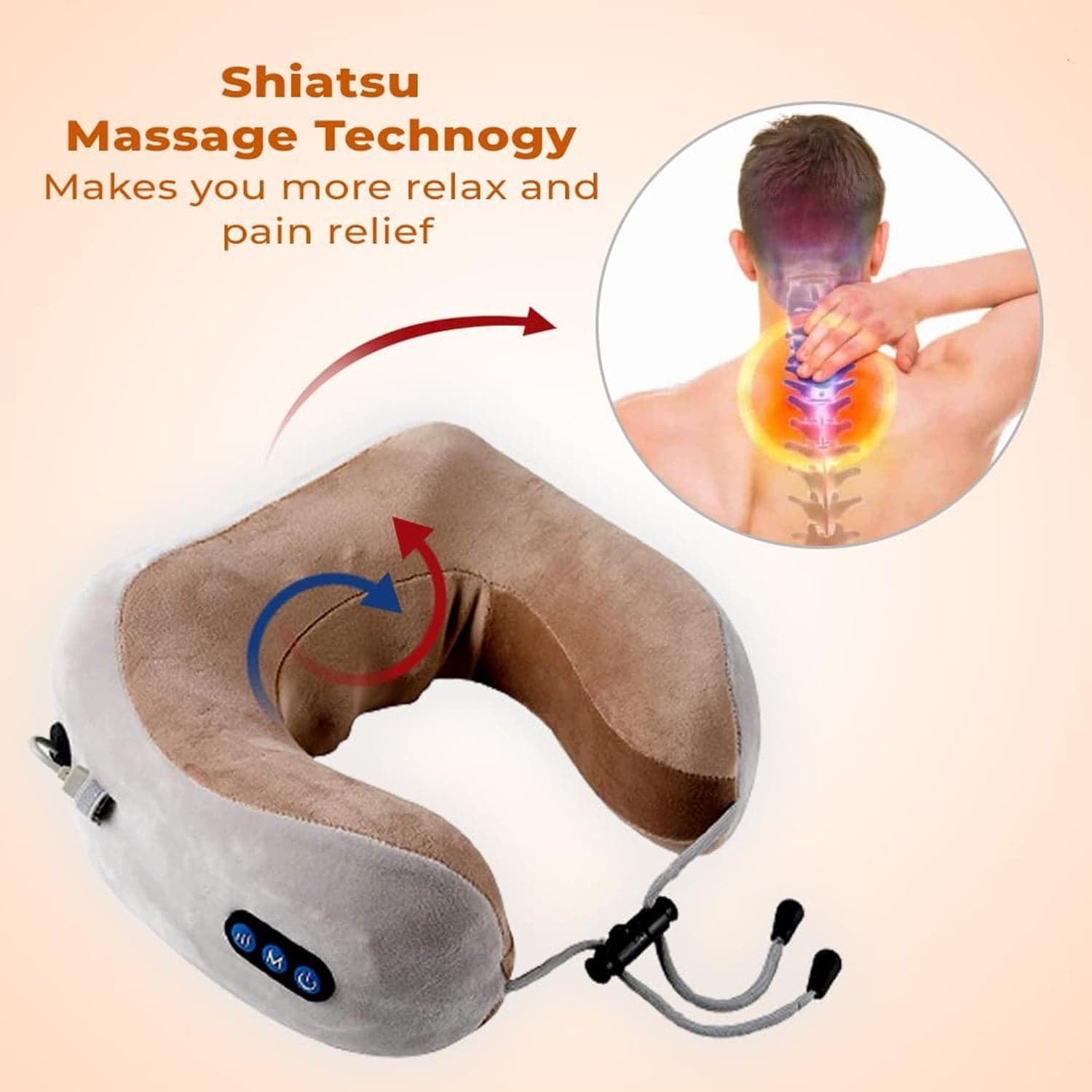 U-Shaped Electric Neck Massage Pillow the Cordless & Rechargeable thumbnail 5