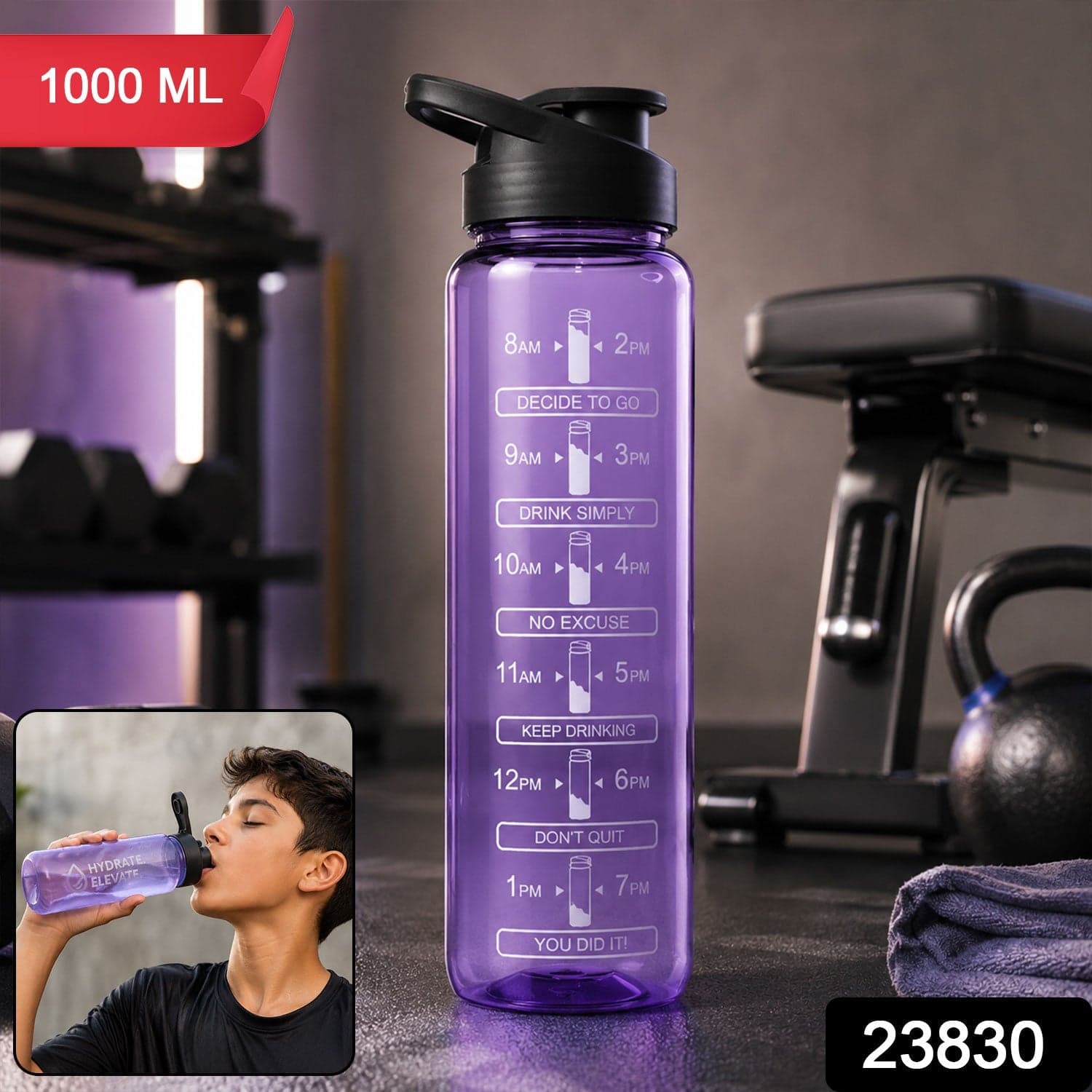 Motivational Water Bottle the Track Your Hydration Effortlessly thumbnail 2