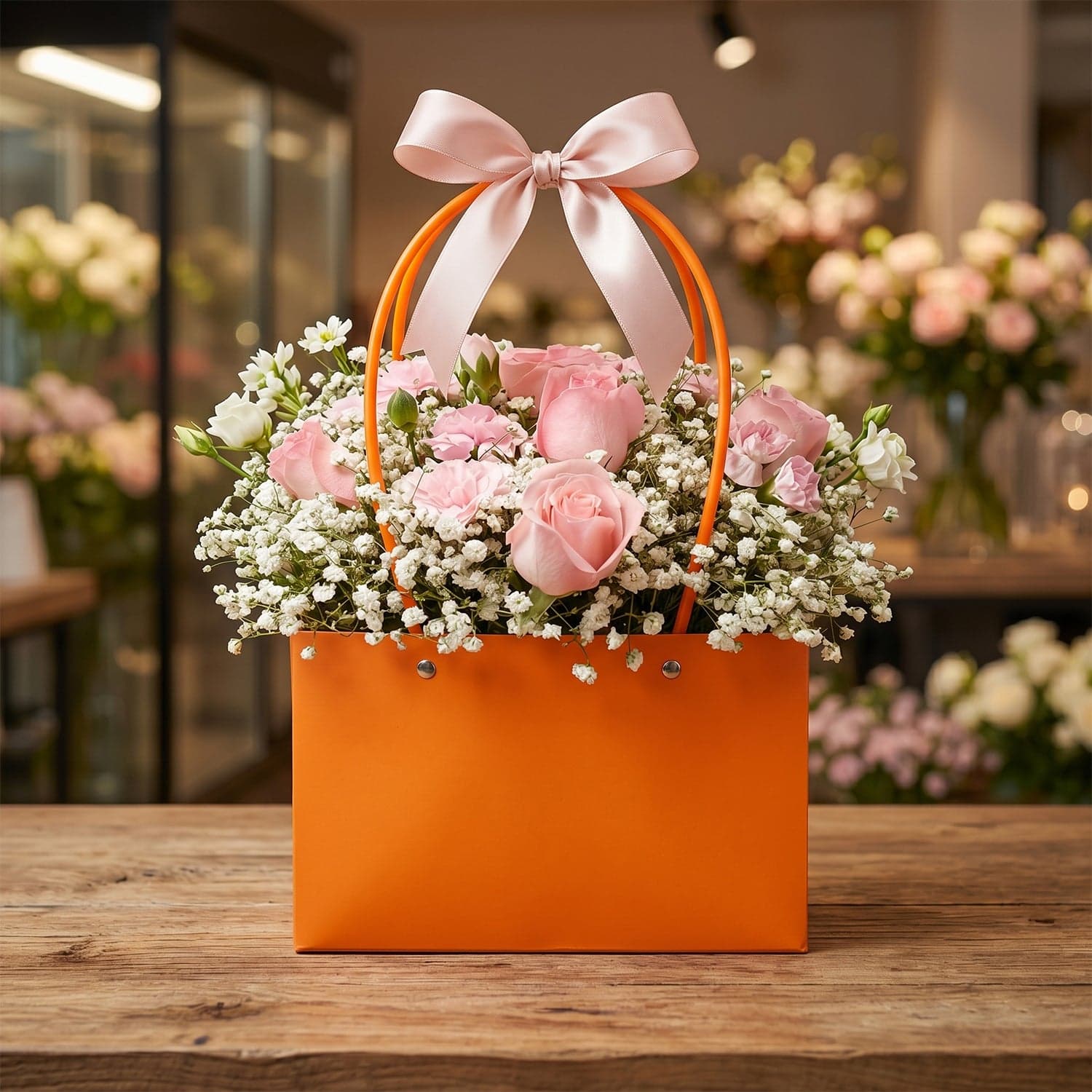 Foldable Flower Packaging Bag the Waterproof & Elegant Handle thumbnail 3