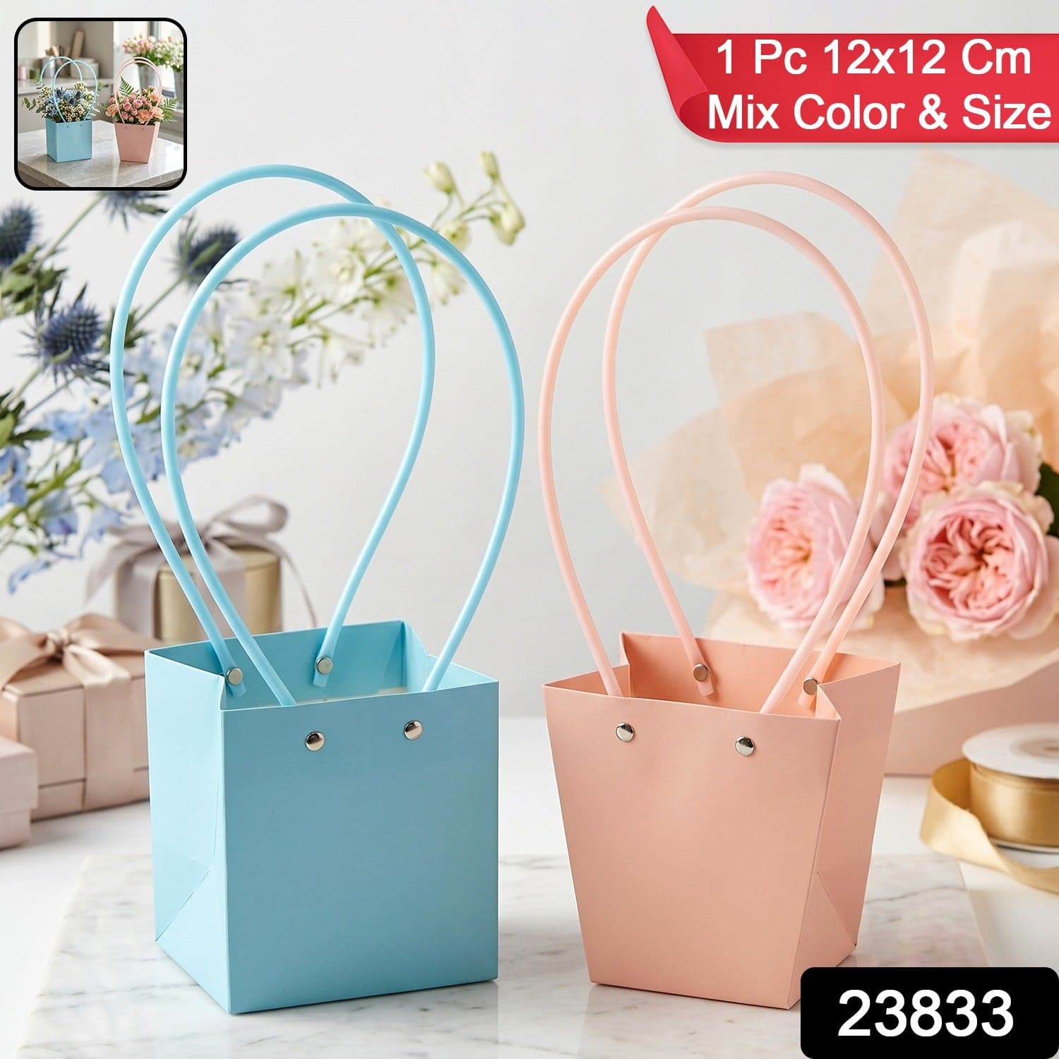 Flower Packaging Bag the Foldable Waterproof Handle for Gifts thumbnail 2