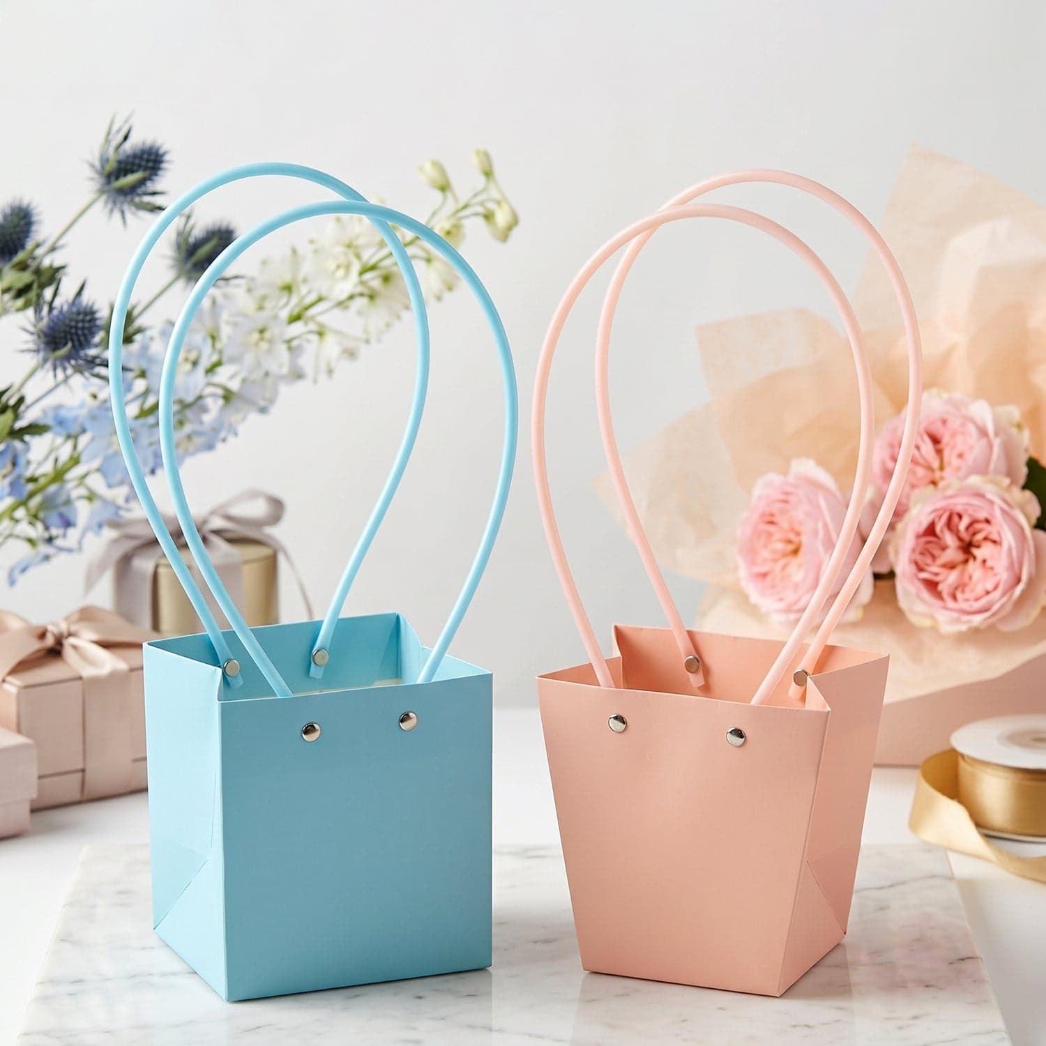 Flower Packaging Bag the Foldable Waterproof Handle for Gifts thumbnail 4
