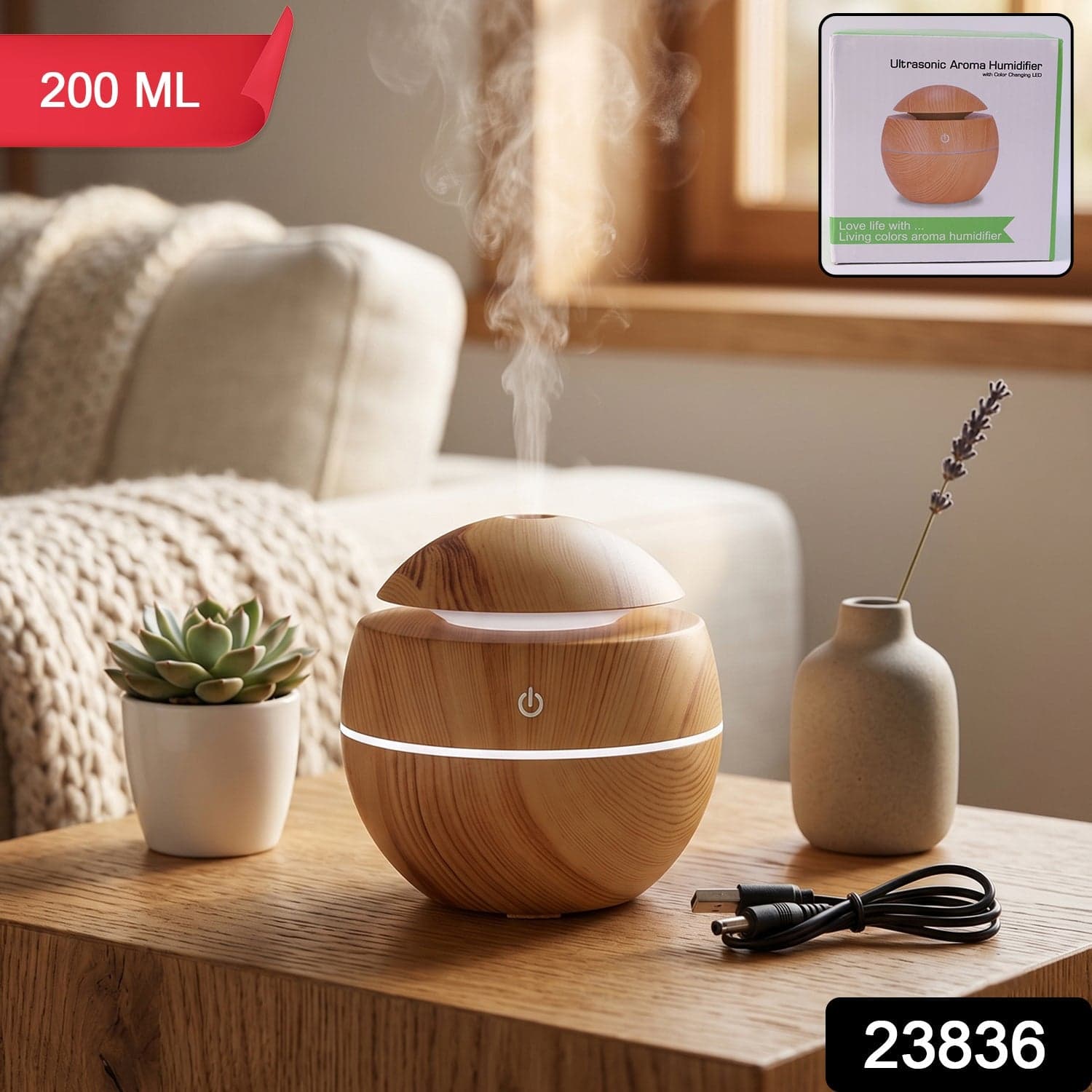 Ultrasonic Aroma Diffuser the Compact 200ml with Color LED Light thumbnail 2